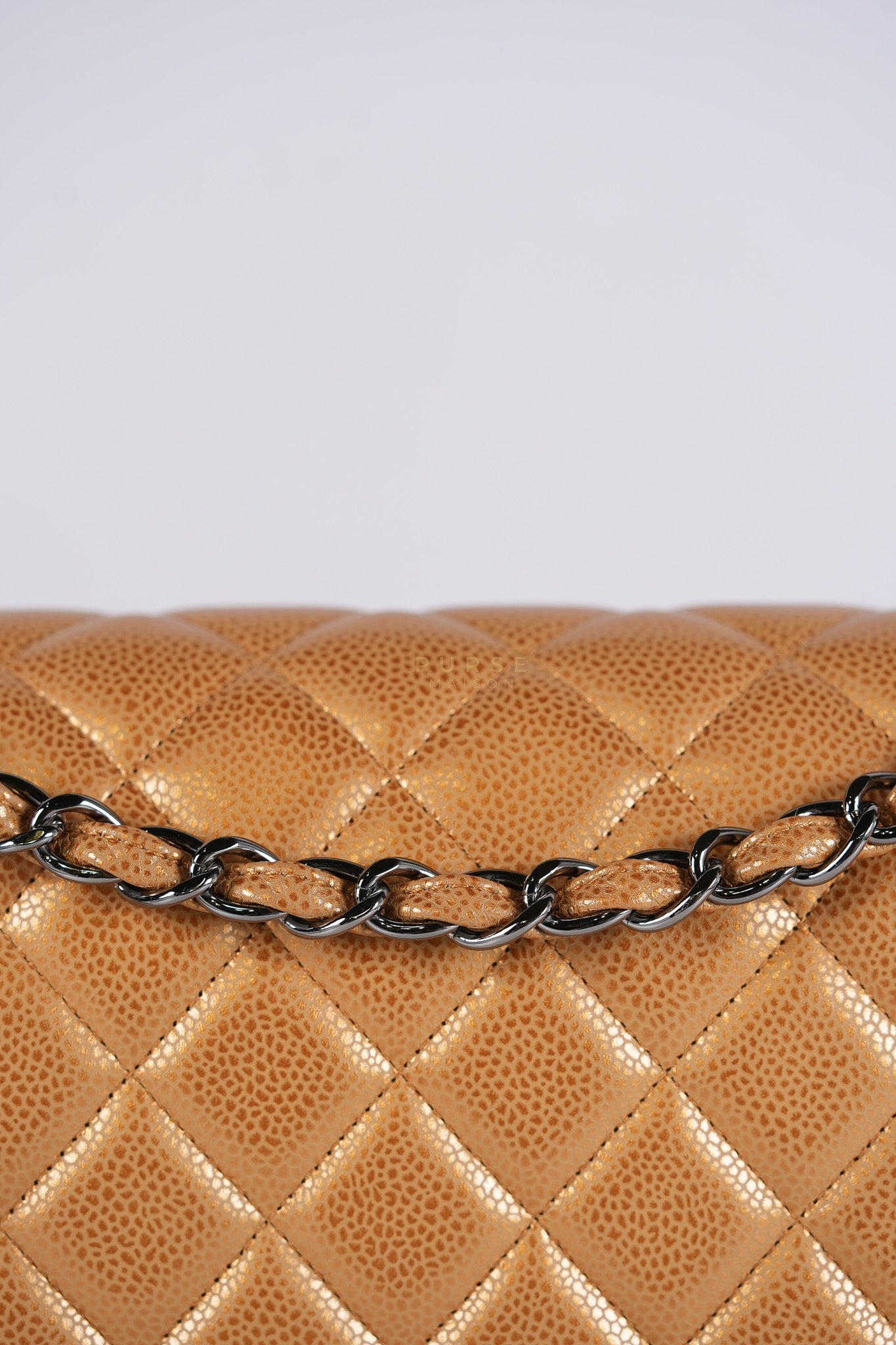 Classic Double Flap Maxi Metallic in Caviar Leather and Silver Hardware Series 14 | Purse Maison Luxury Bags Shop