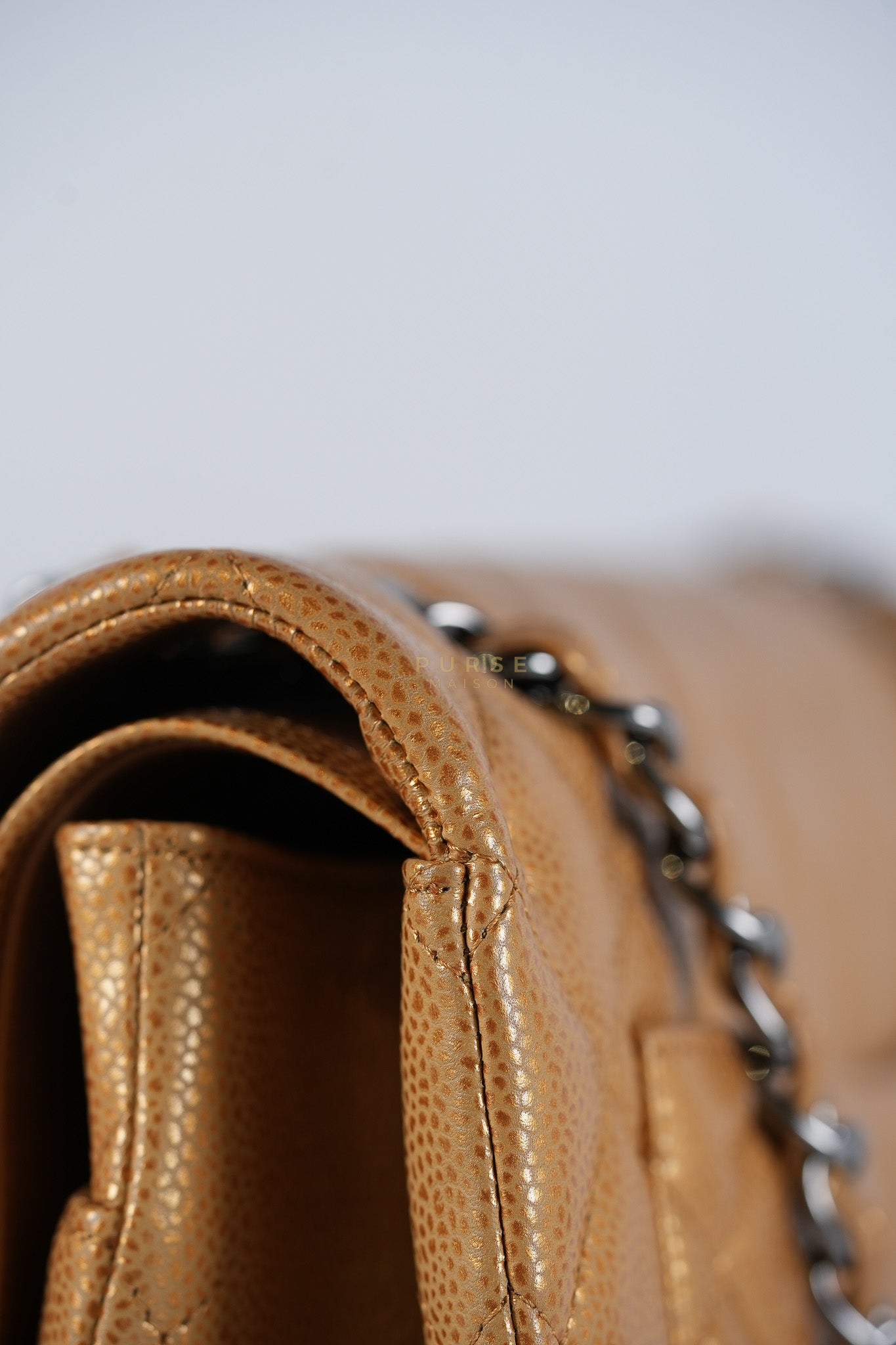 Classic Double Flap Maxi Metallic in Caviar Leather and Silver Hardware Series 14 | Purse Maison Luxury Bags Shop