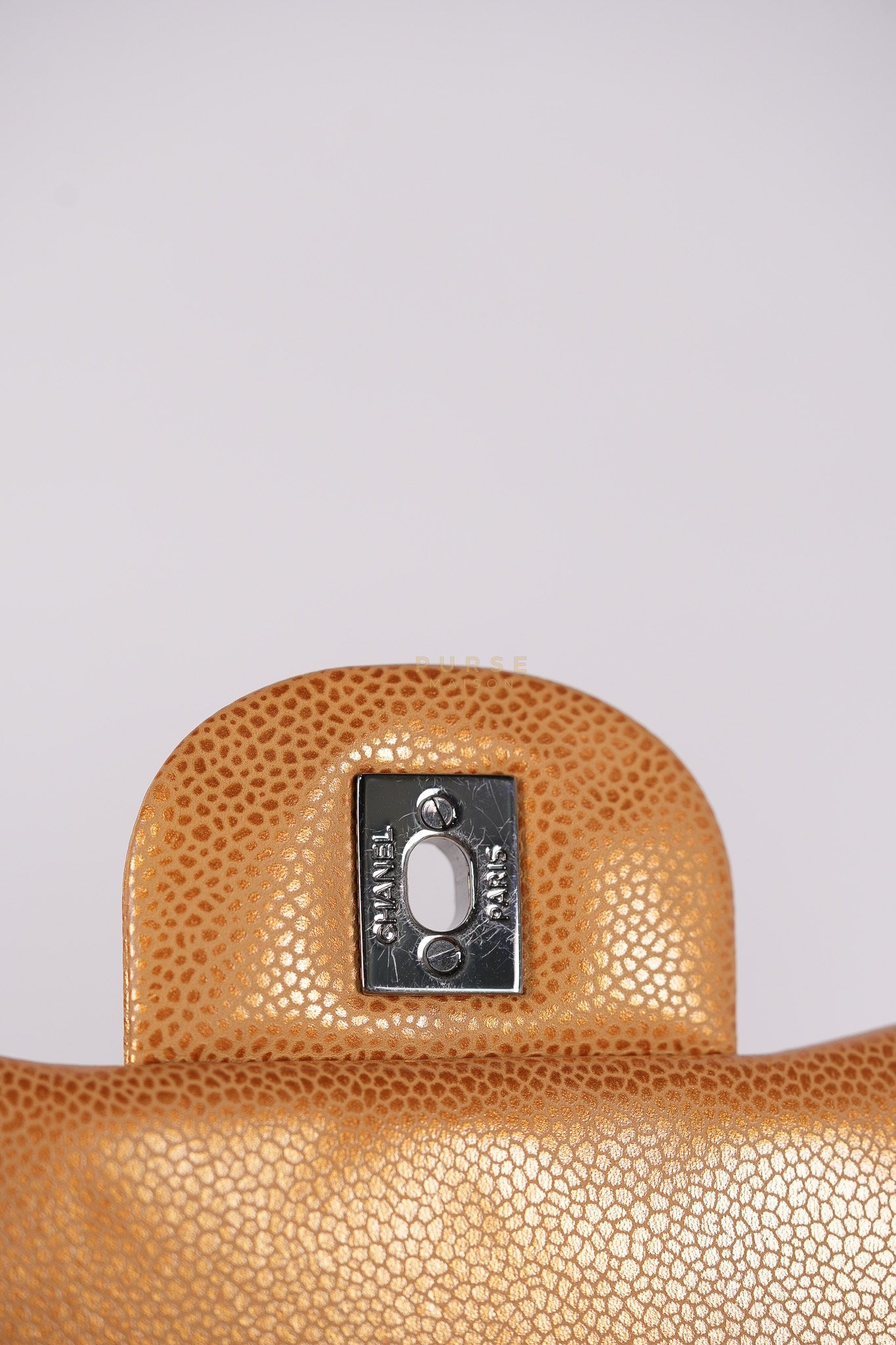 Classic Double Flap Maxi Metallic in Caviar Leather and Silver Hardware Series 14 | Purse Maison Luxury Bags Shop