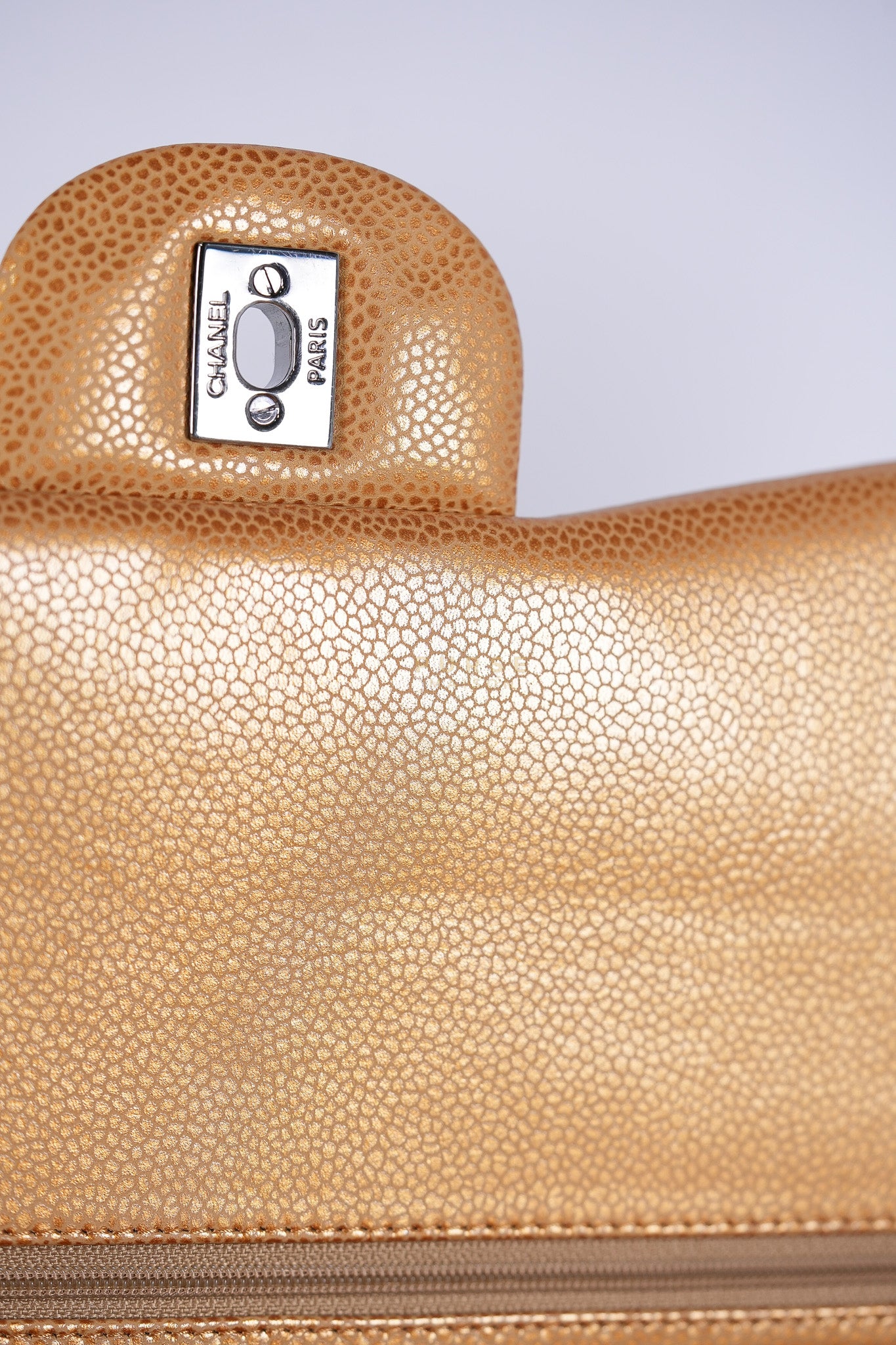 Classic Double Flap Maxi Metallic in Caviar Leather and Silver Hardware Series 14 | Purse Maison Luxury Bags Shop