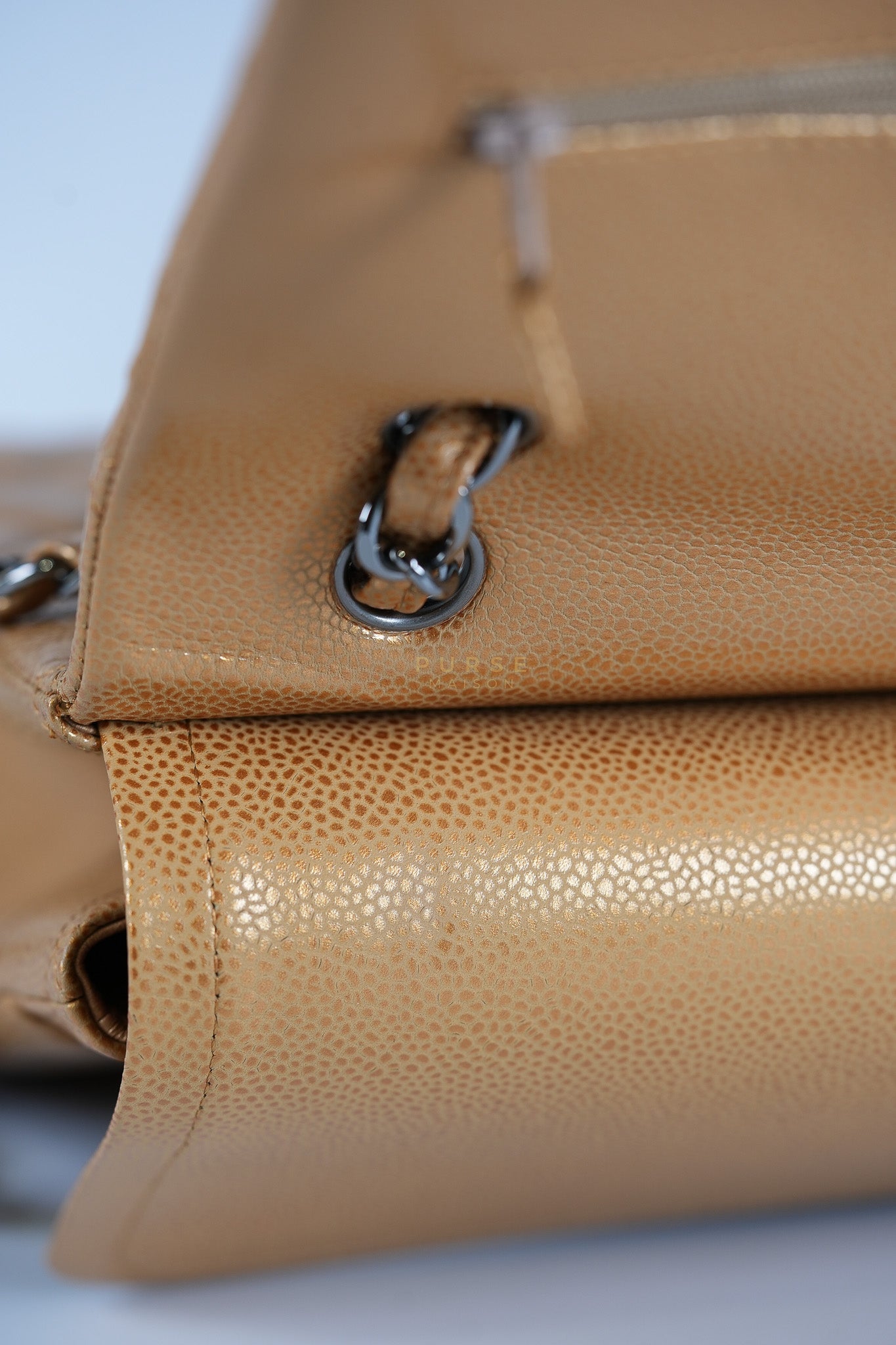 Classic Double Flap Maxi Metallic in Caviar Leather and Silver Hardware Series 14 | Purse Maison Luxury Bags Shop