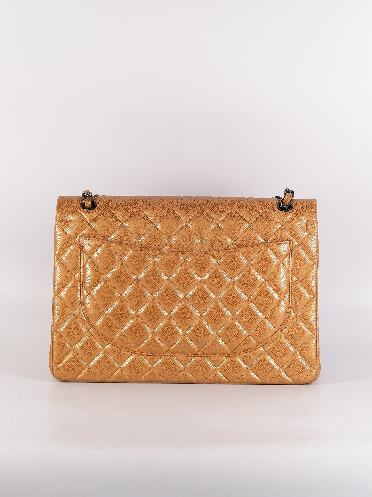 Classic Double Flap Maxi Metallic in Caviar Leather and Silver Hardware Series 14 | Purse Maison Luxury Bags Shop