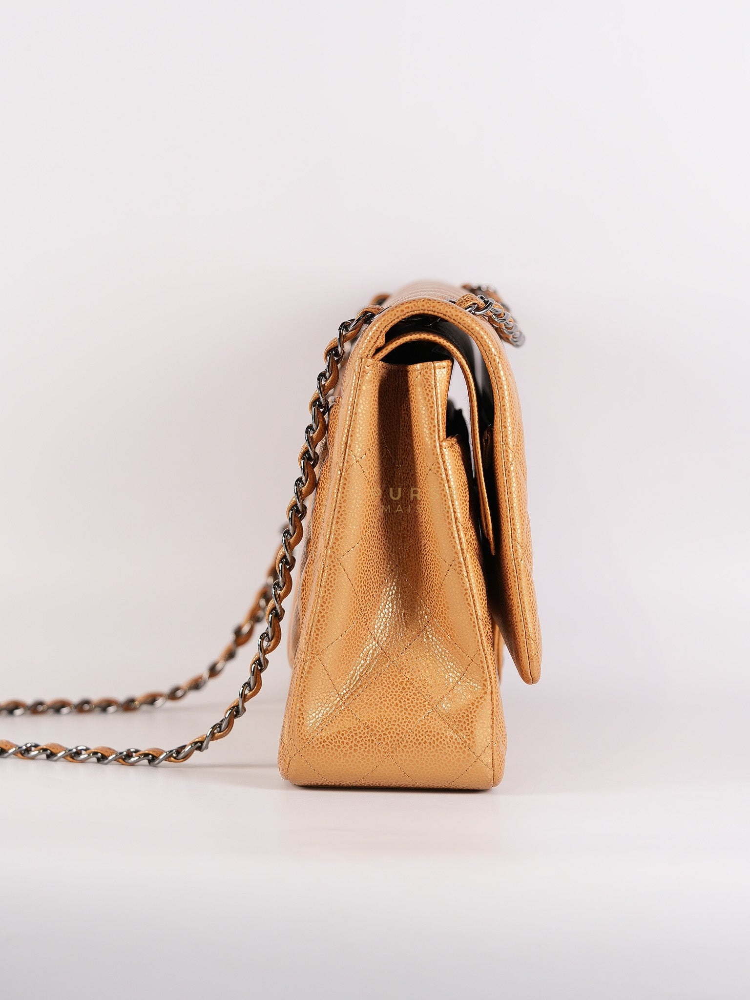 Classic Double Flap Maxi Metallic in Caviar Leather and Silver Hardware Series 14 | Purse Maison Luxury Bags Shop