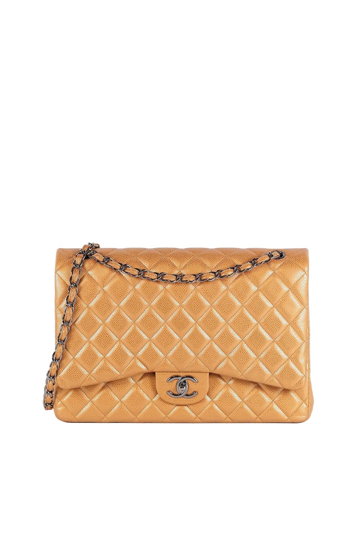 Classic Double Flap Maxi Metallic in Caviar Leather and Silver Hardware Series 14 | Purse Maison Luxury Bags Shop