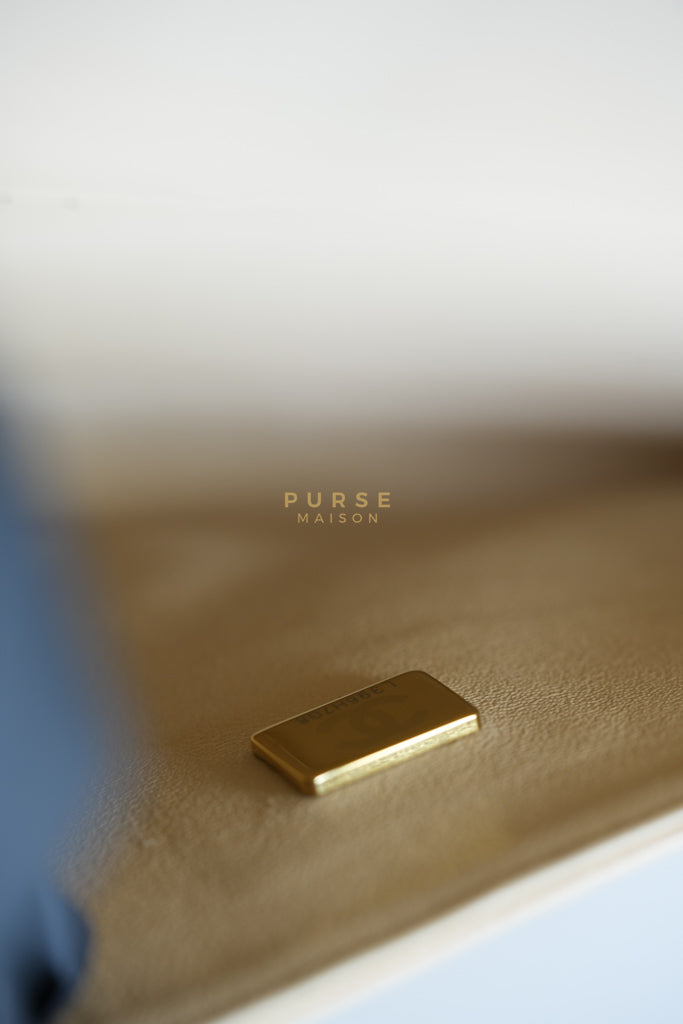 Classic Double Flap Medium Beige Clair in Caviar Leather and Gold Hardware (Microchip) | Purse Maison Luxury Bags Shop