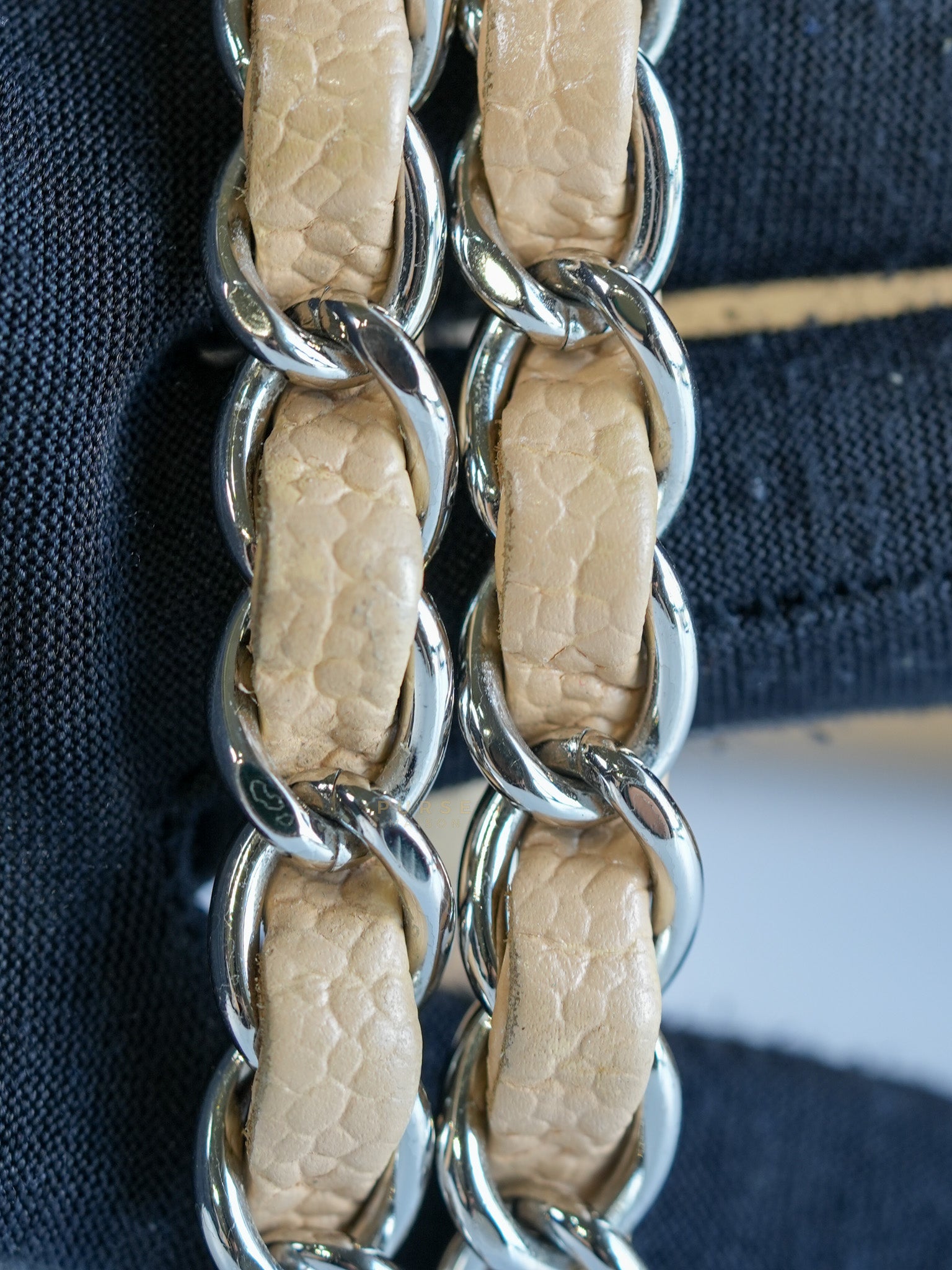 Classic Double Flap Medium Beige Clair Quilted Caviar Leather and Silver Hardware Series 19 (Repainted) | Purse Maison Luxury Bags Shop