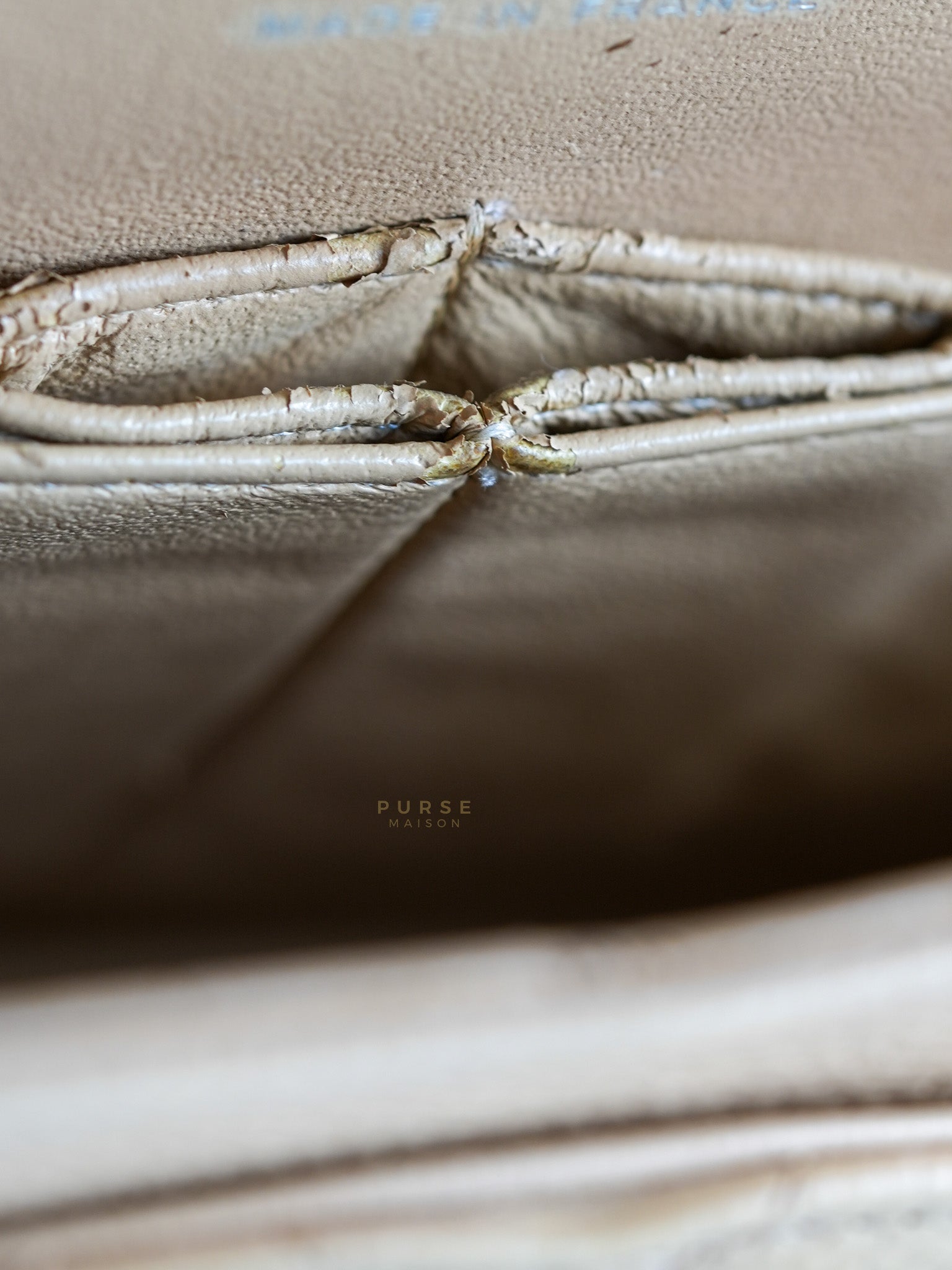 Classic Double Flap Medium Beige Clair Quilted Caviar Leather and Silver Hardware Series 19 (Repainted) | Purse Maison Luxury Bags Shop