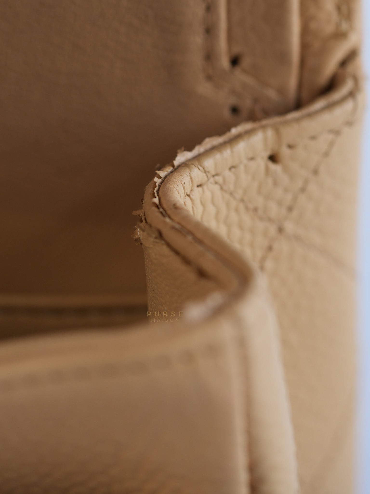 Classic Double Flap Medium Beige Clair Quilted Caviar Leather and Silver Hardware Series 19 (Repainted) | Purse Maison Luxury Bags Shop