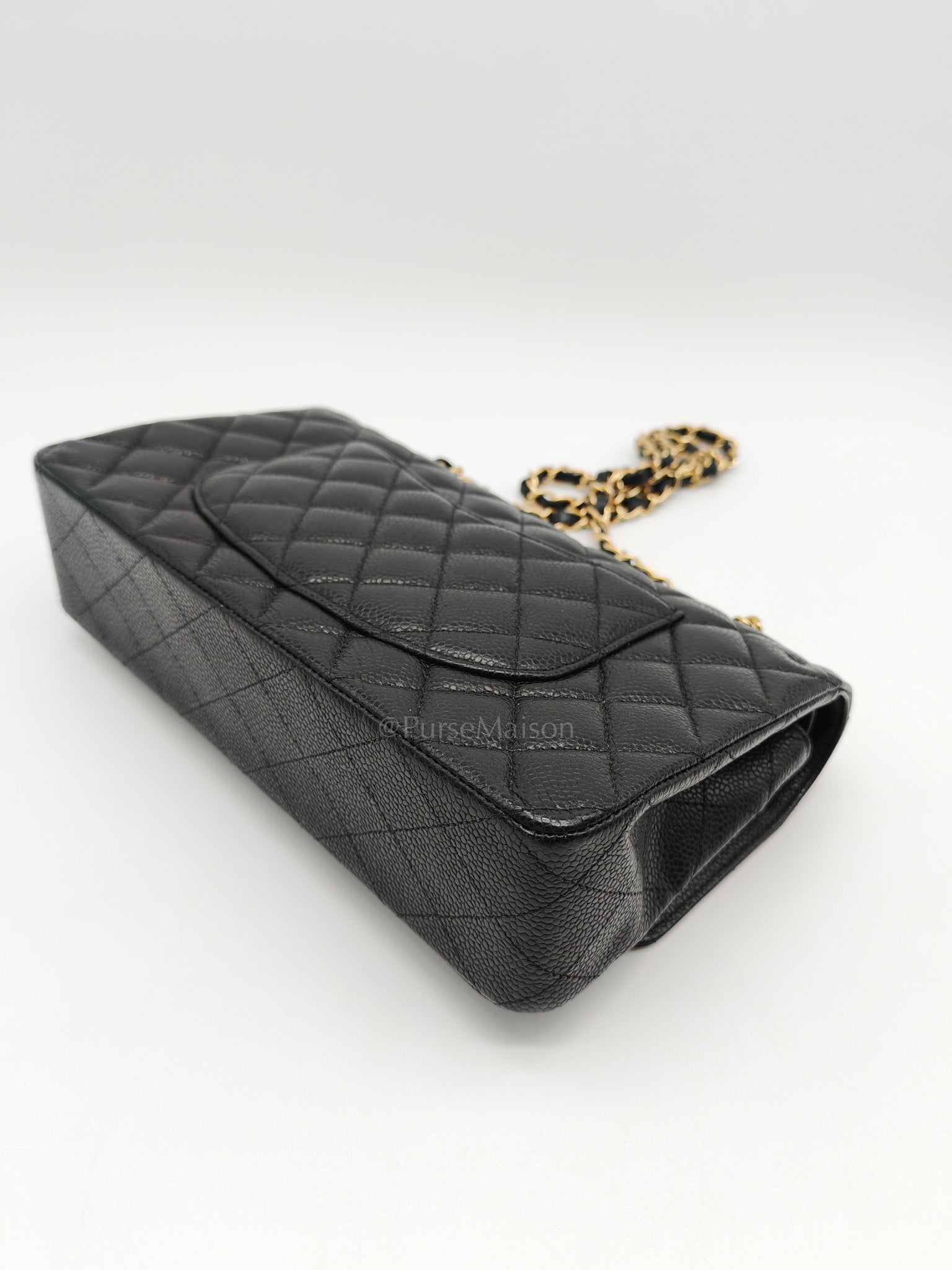 Classic Double Flap Medium Black Caviar Leather In Gold Hardware Series 19 | Purse Maison Luxury Bags Shop