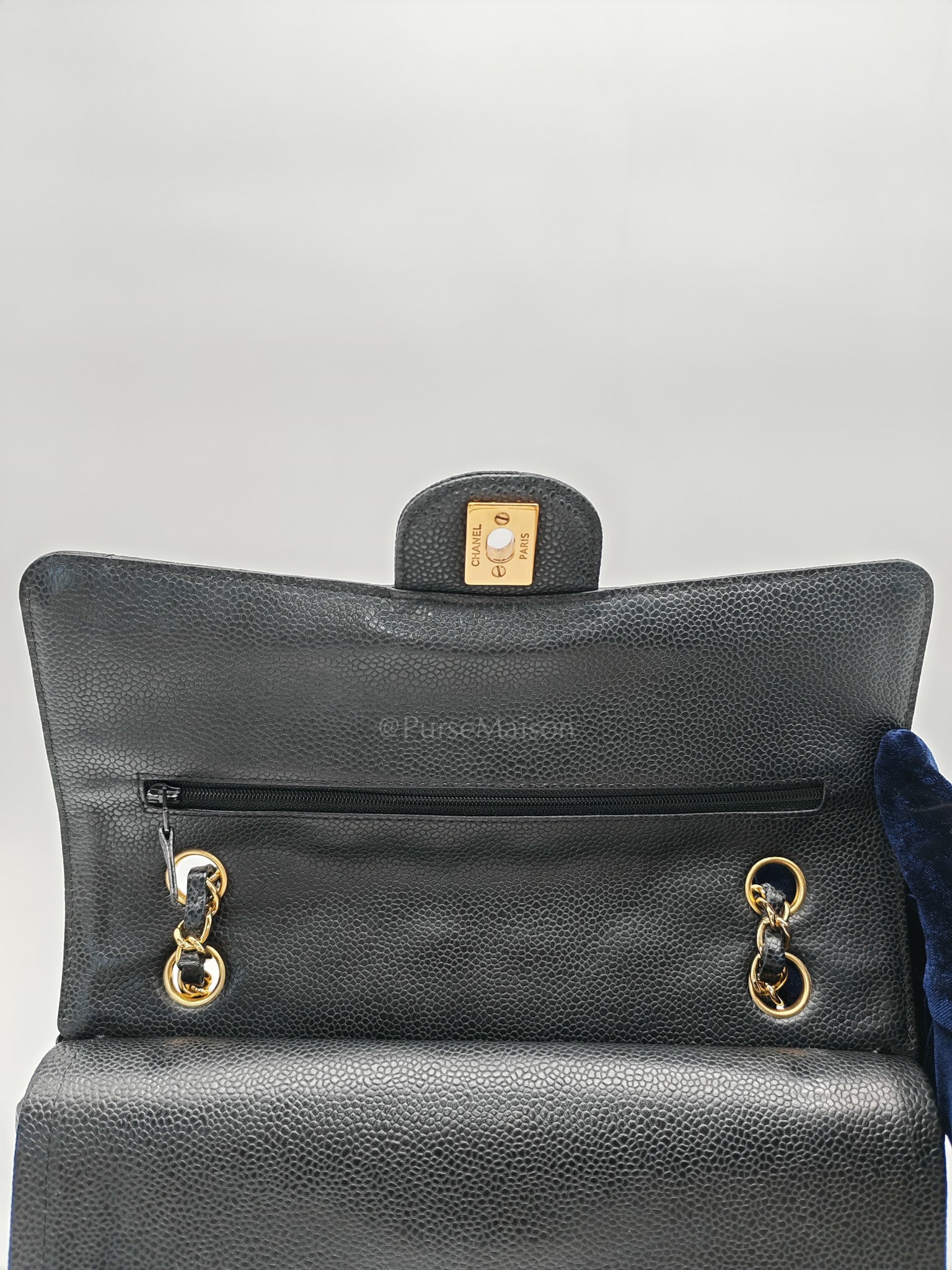 Classic Double Flap Medium Black Caviar Leather In Gold Hardware Series 19 | Purse Maison Luxury Bags Shop