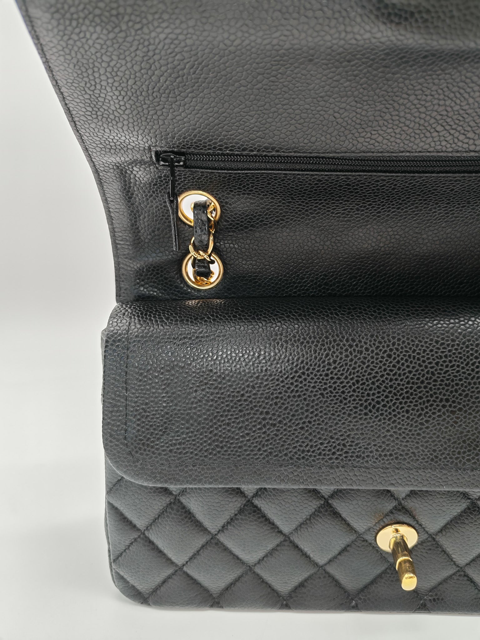 Classic Double Flap Medium Black Caviar Leather In Gold Hardware Series 19 | Purse Maison Luxury Bags Shop