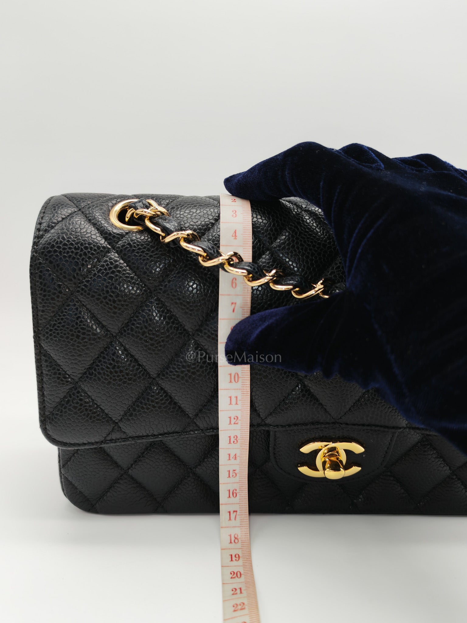 Classic Double Flap Medium Black Caviar Leather In Gold Hardware Series 19 | Purse Maison Luxury Bags Shop