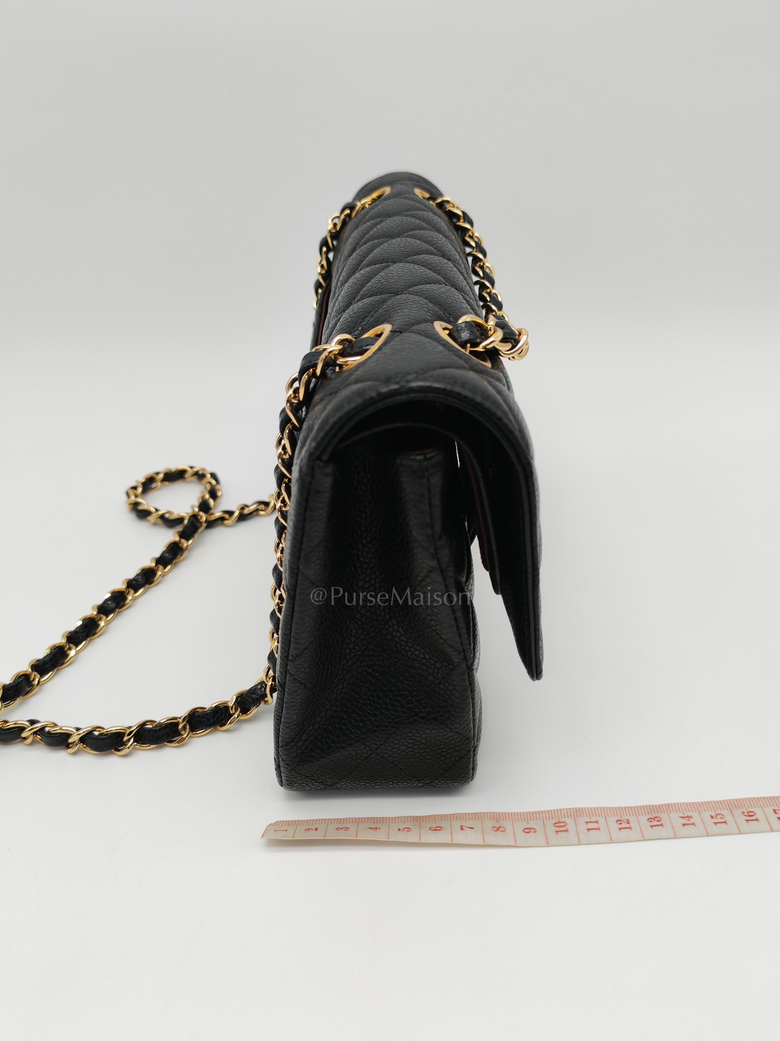 Classic Double Flap Medium Black Caviar Leather In Gold Hardware Series 19 | Purse Maison Luxury Bags Shop
