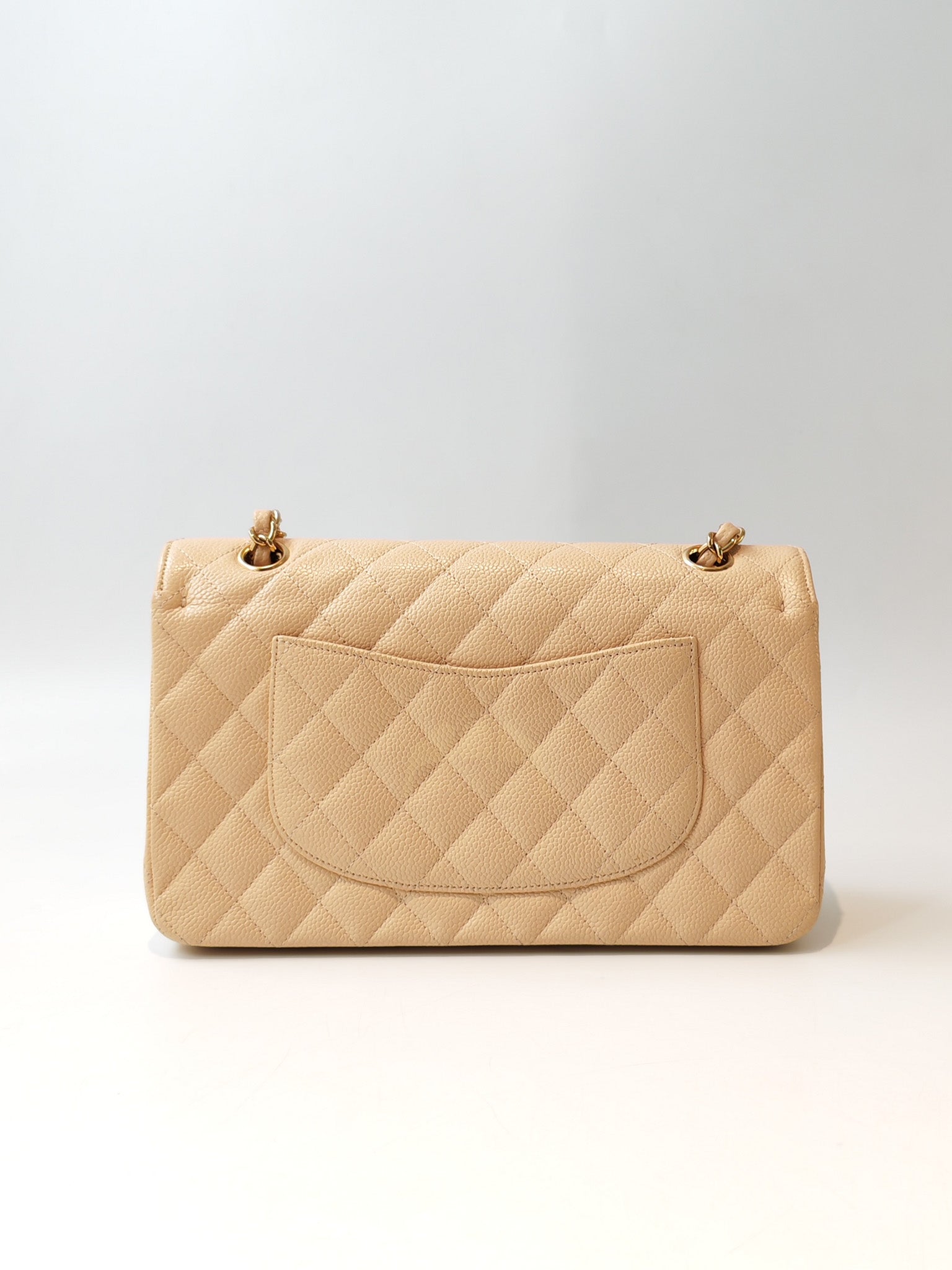 Classic Double Flap Medium in Beige Clair Caviar Leather and Gold Hardware Series 13 | Purse Maison Luxury Bags Shop