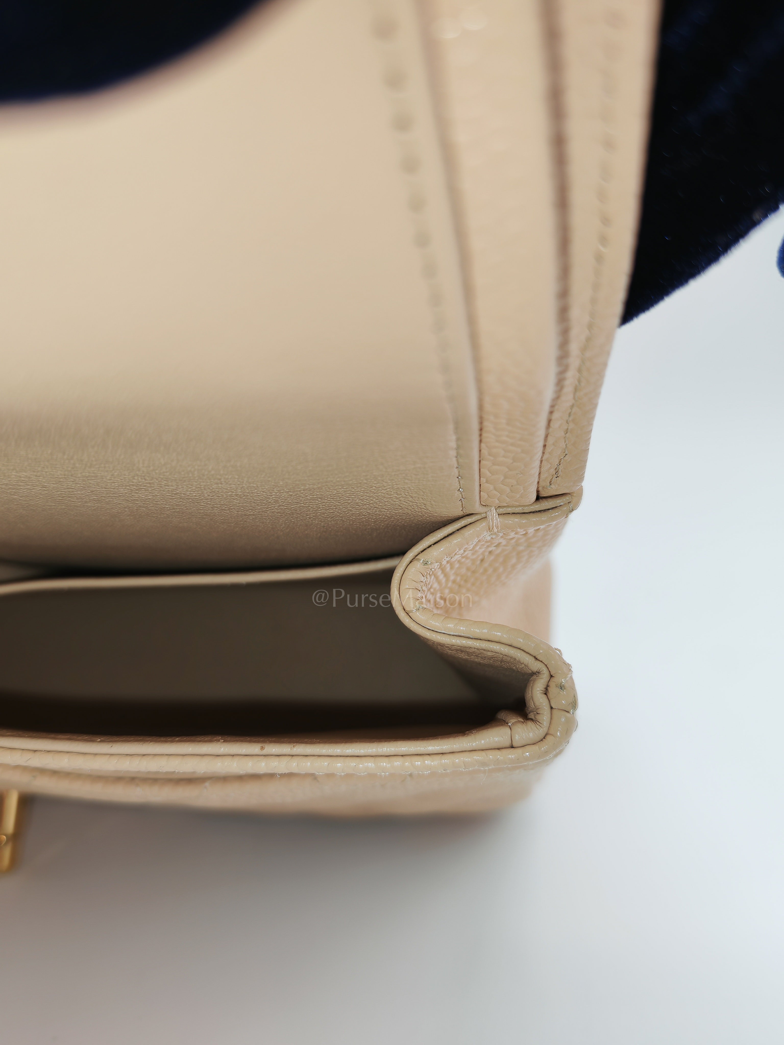 Classic Double Flap Medium in Beige Clair Caviar Leather and Gold Hardware Series 18 | Purse Maison Luxury Bags Shop