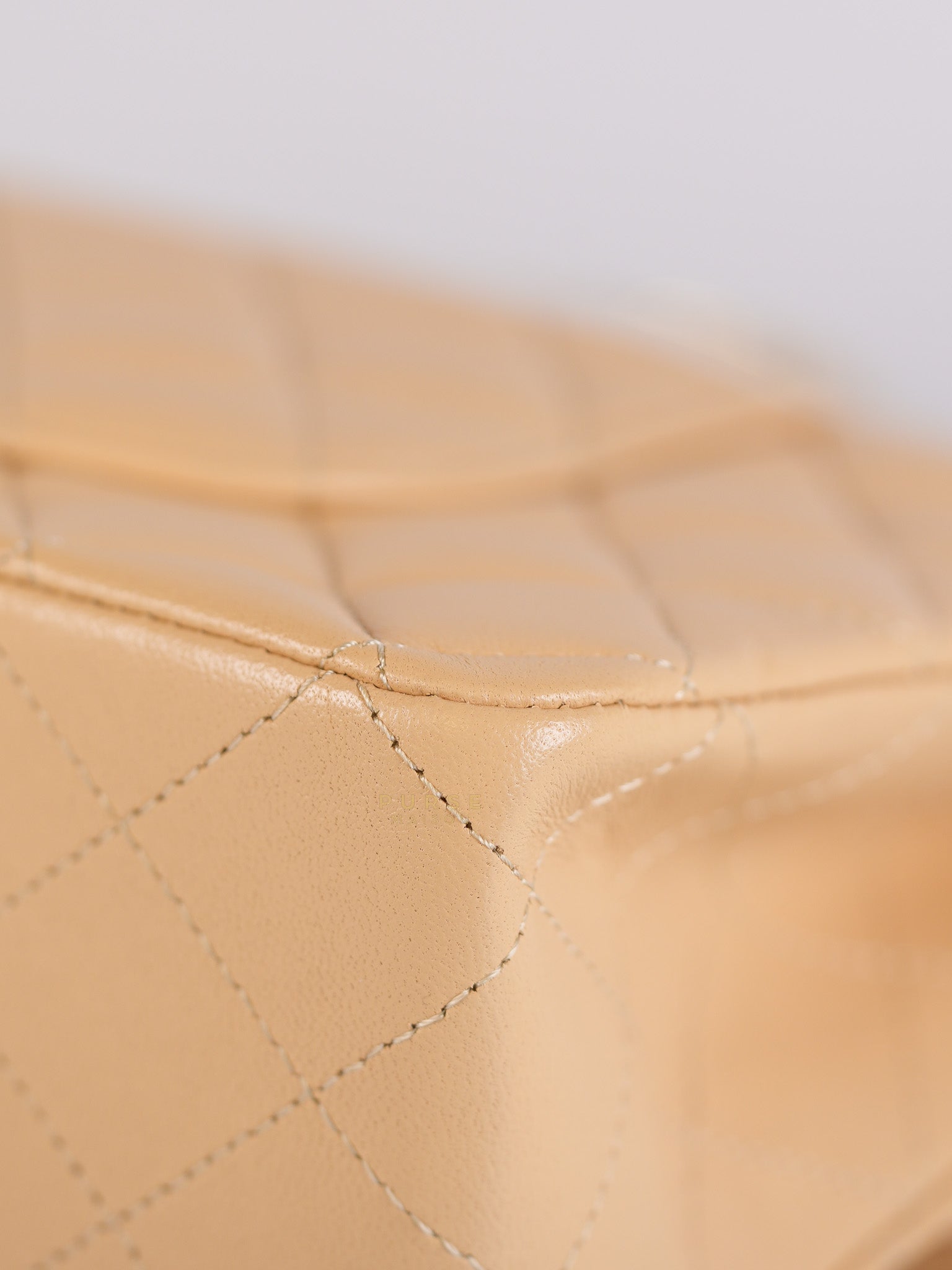 Classic Double Flap Medium in Beige Quilted Lambskin Leather Gold Hardware (Microchip) | Purse Maison Luxury Bags Shop