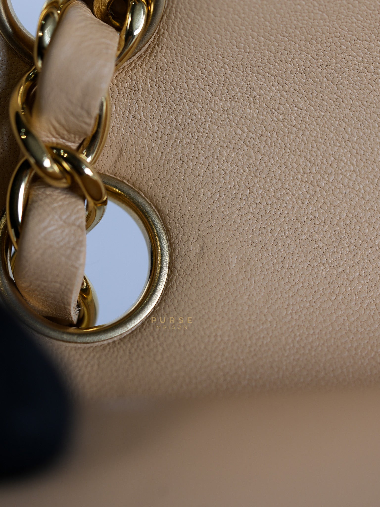 Classic Double Flap Medium in Beige Quilted Lambskin Leather Gold Hardware (Microchip) | Purse Maison Luxury Bags Shop