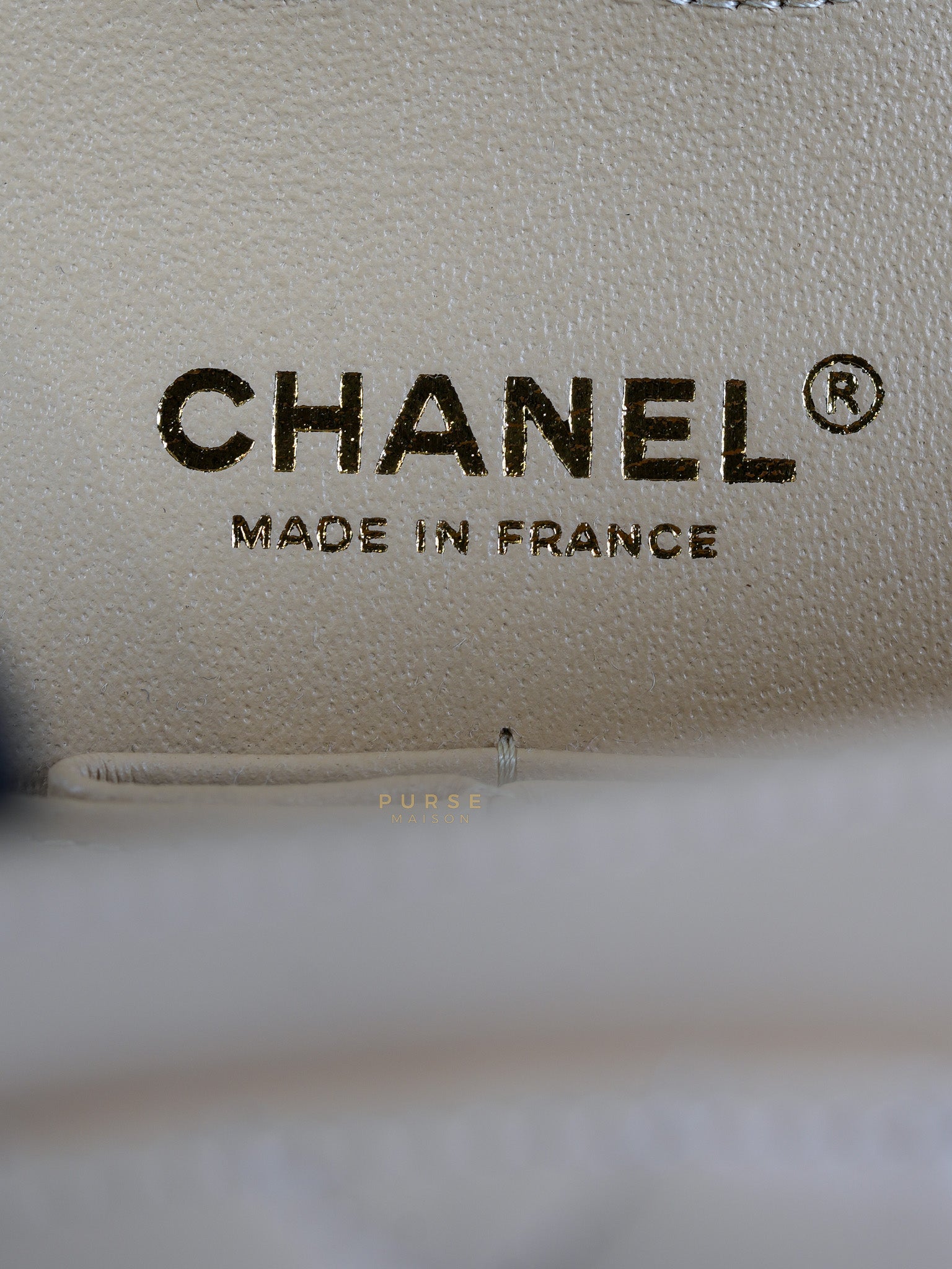 Classic Double Flap Medium in Beige Quilted Lambskin Leather Gold Hardware (Microchip) | Purse Maison Luxury Bags Shop