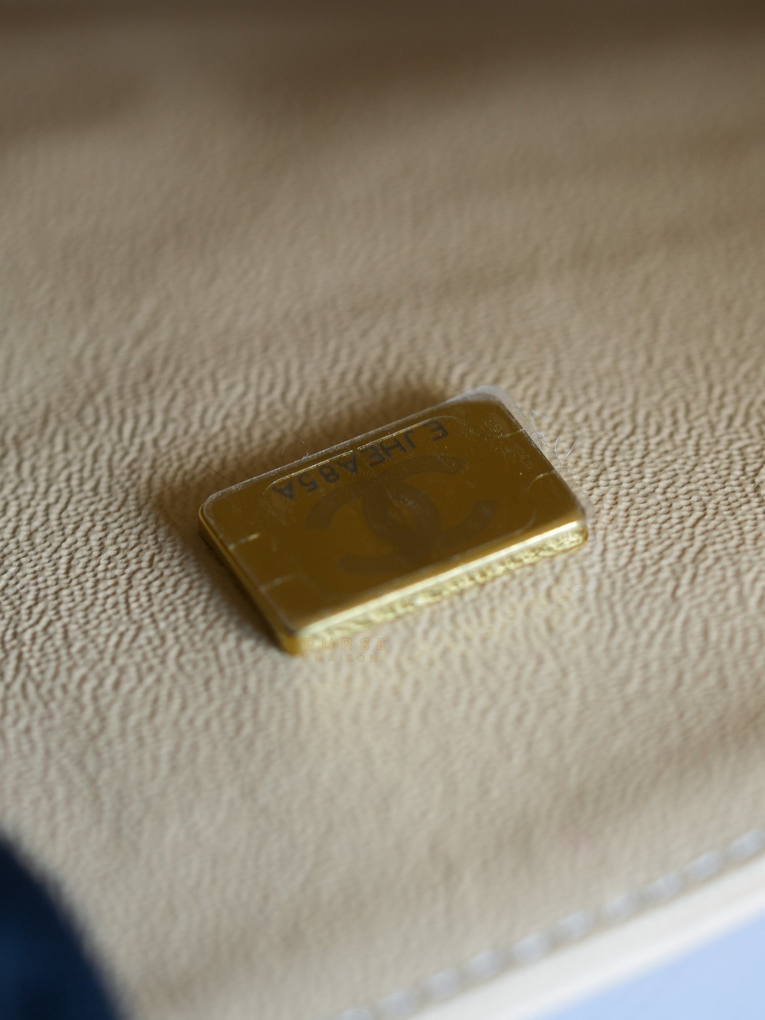 Classic Double Flap Medium in Beige Quilted Lambskin Leather Gold Hardware (Microchip) | Purse Maison Luxury Bags Shop