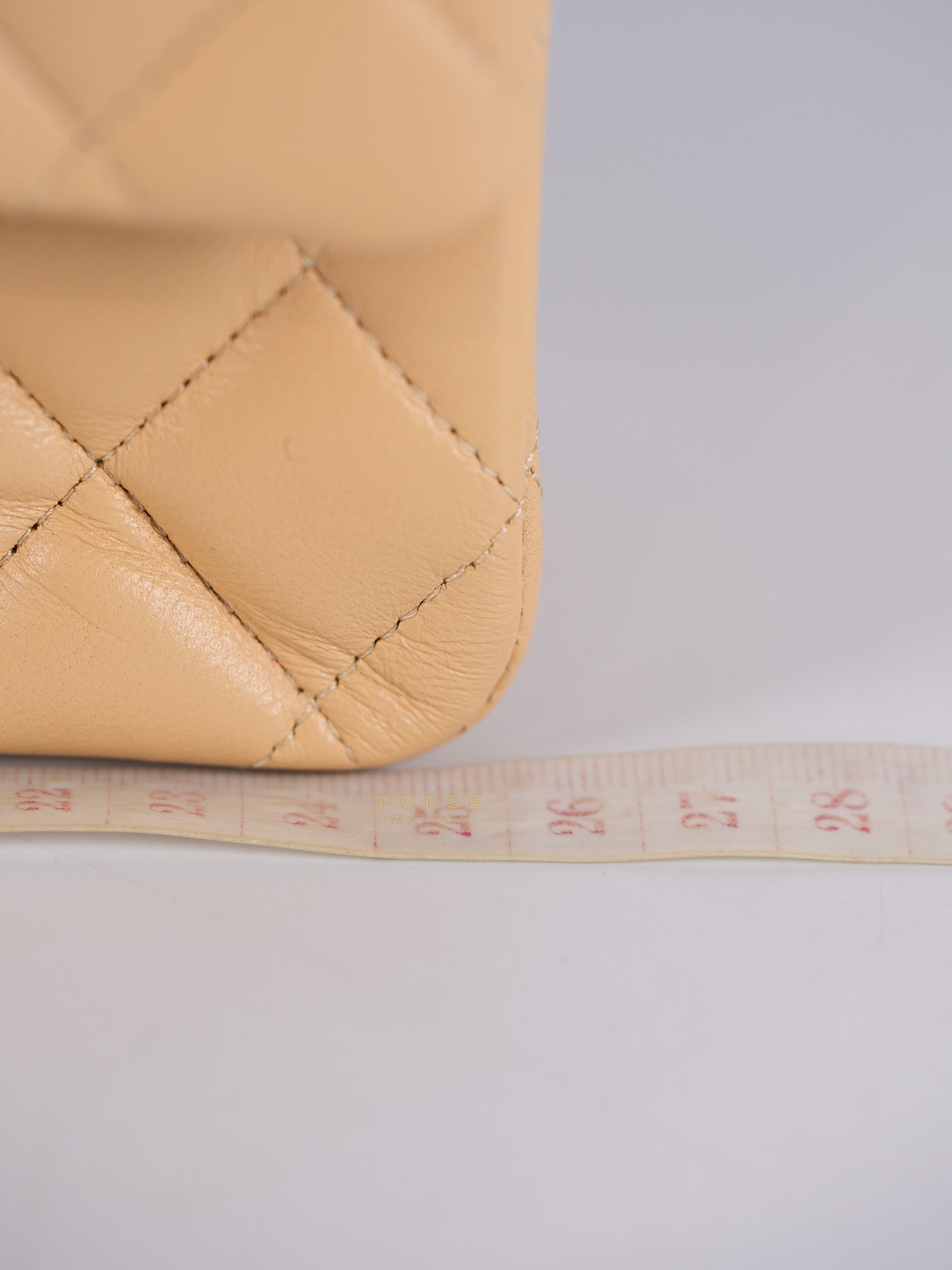 Classic Double Flap Medium in Beige Quilted Lambskin Leather Gold Hardware (Microchip) | Purse Maison Luxury Bags Shop