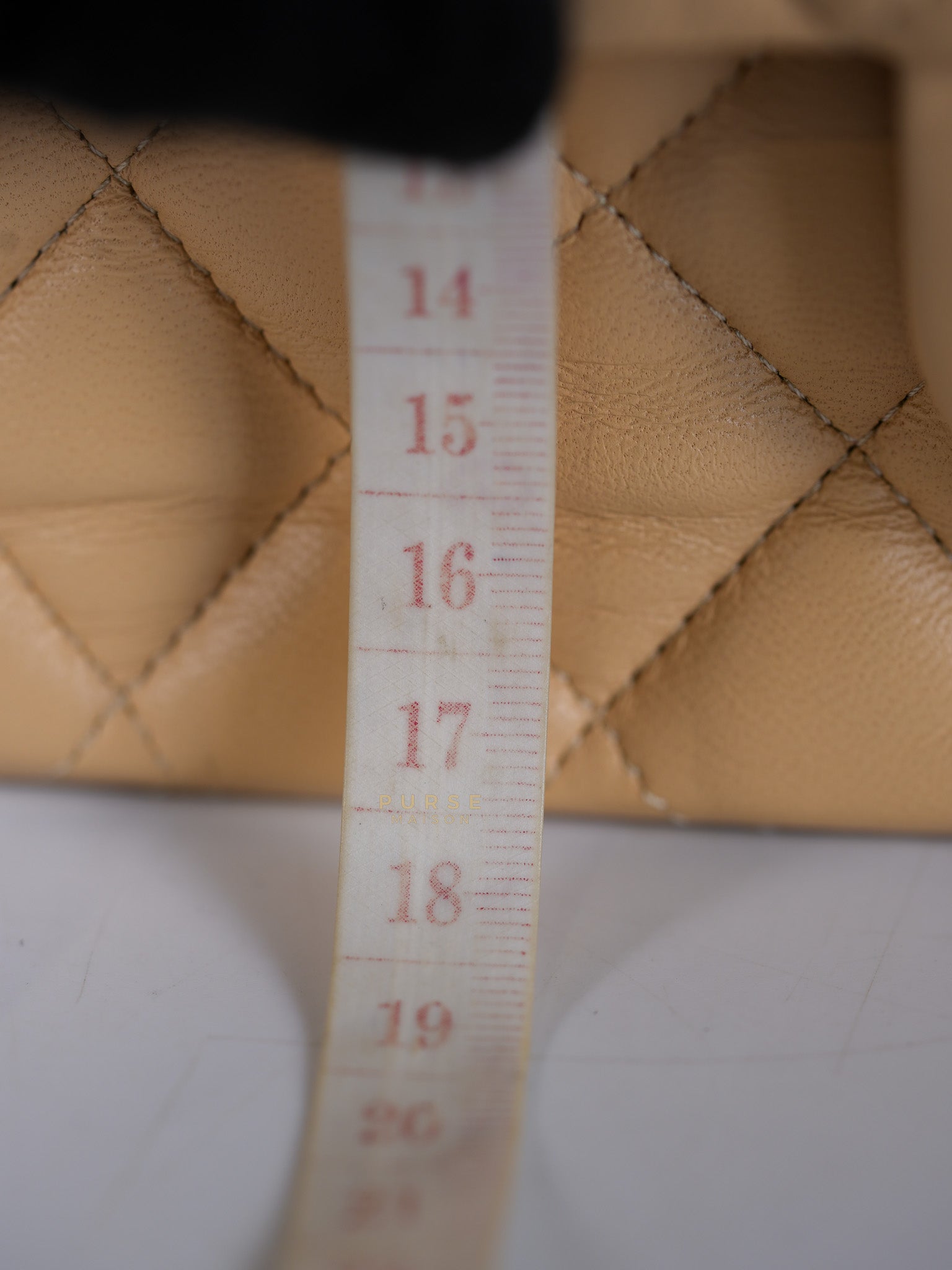 Classic Double Flap Medium in Beige Quilted Lambskin Leather Gold Hardware (Microchip) | Purse Maison Luxury Bags Shop