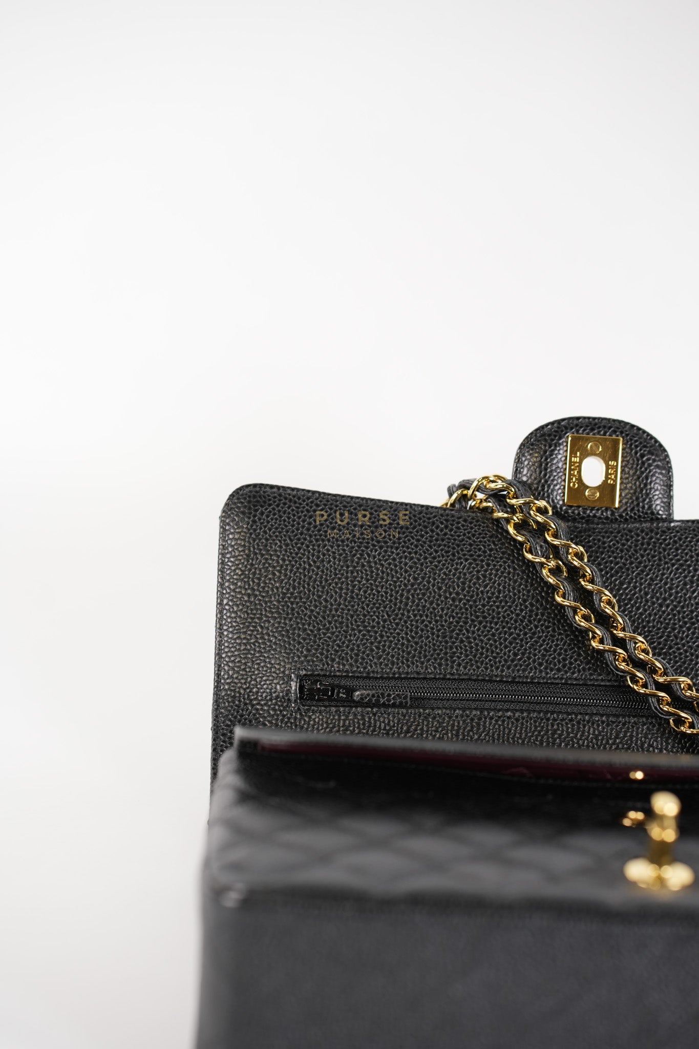 Classic Double Flap Medium in Black Caviar Gold Hardware (Series 20) | Purse Maison Luxury Bags Shop