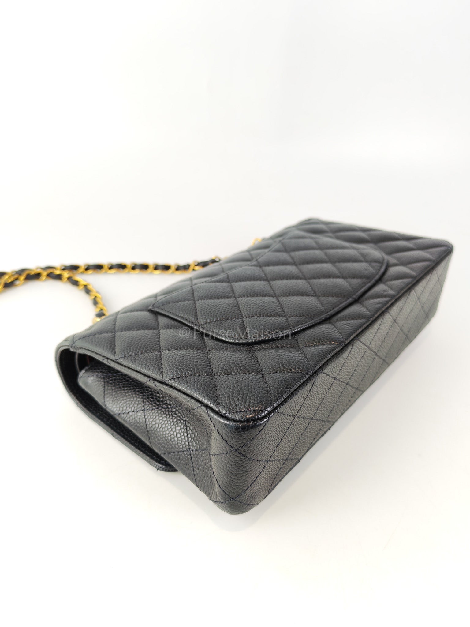 Classic Double Flap Medium in Black Caviar Leather and Gold Hardware (Microchip) | Purse Maison Luxury Bags Shop