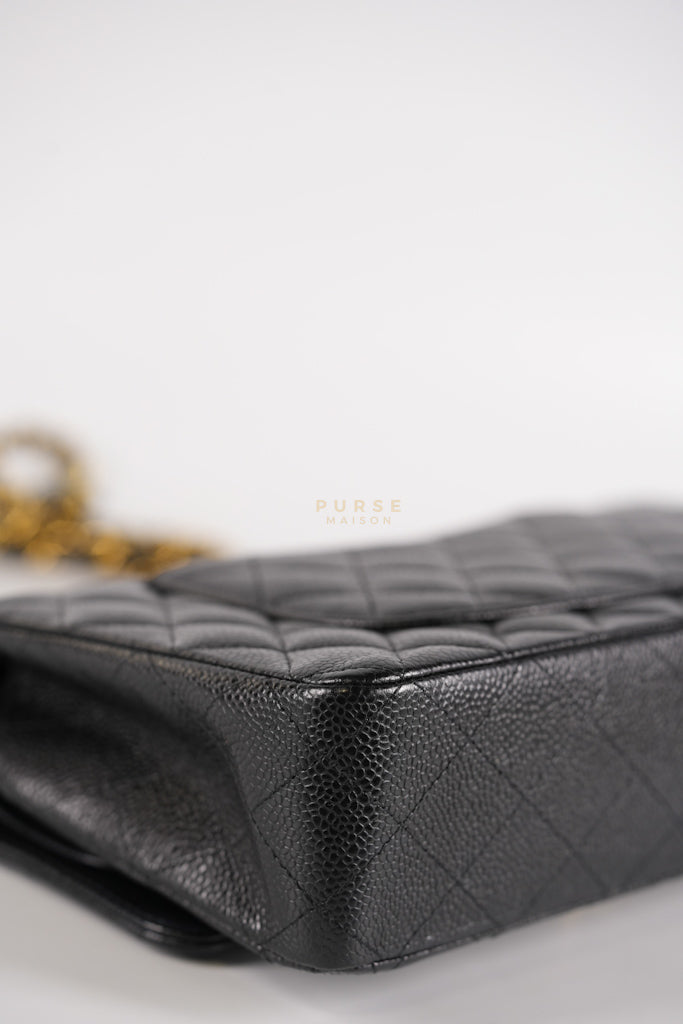 Classic Double Flap Medium in Black Caviar Leather and Gold Hardware (Microchip) | Purse Maison Luxury Bags Shop
