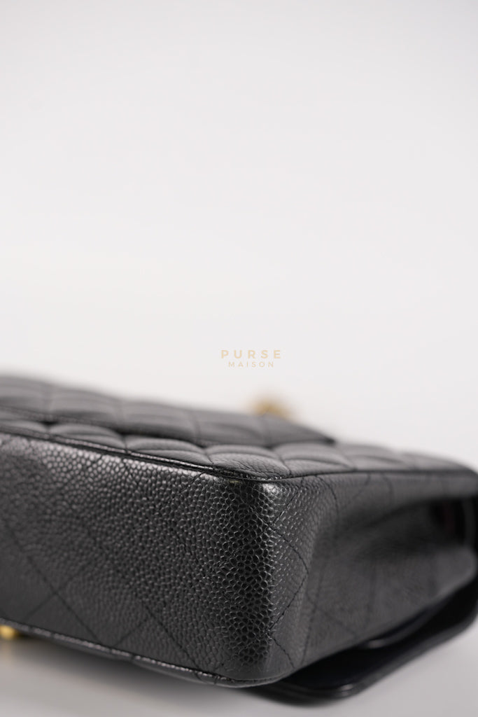 Classic Double Flap Medium in Black Caviar Leather and Gold Hardware (Microchip) | Purse Maison Luxury Bags Shop