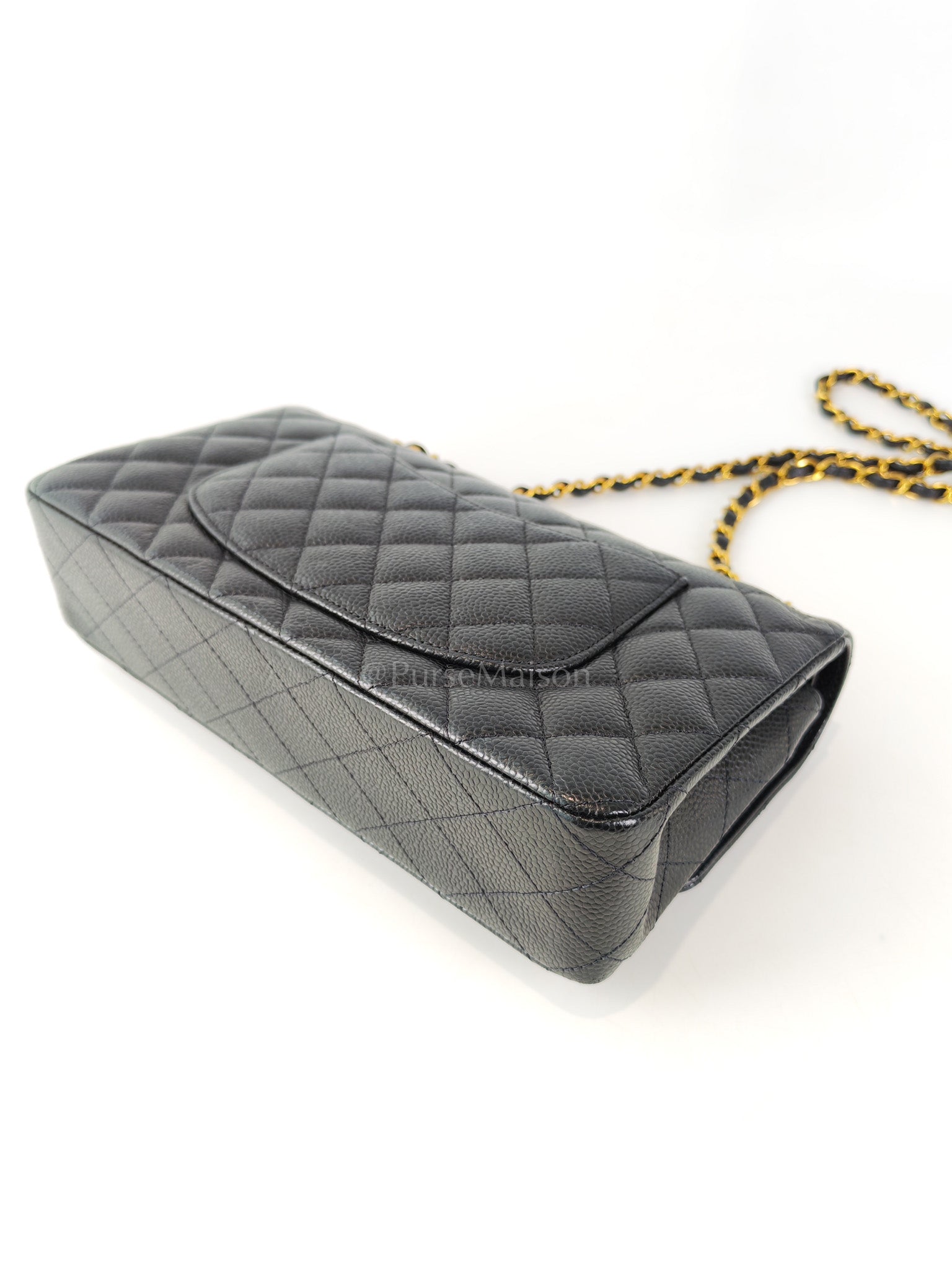 Classic Double Flap Medium in Black Caviar Leather and Gold Hardware (Microchip) | Purse Maison Luxury Bags Shop