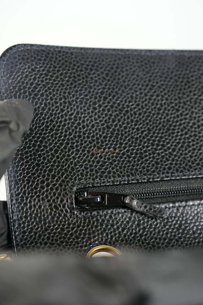 Classic Double Flap Medium in Black Caviar Leather and Gold Hardware (Microchip) | Purse Maison Luxury Bags Shop