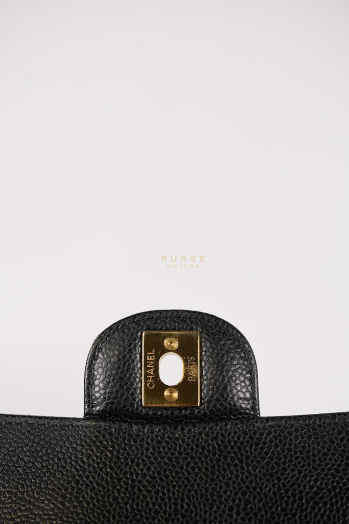 Classic Double Flap Medium in Black Caviar Leather and Gold Hardware (Microchip) | Purse Maison Luxury Bags Shop