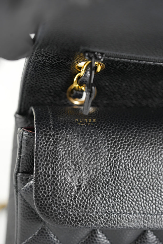 Classic Double Flap Medium in Black Caviar Leather and Gold Hardware (Microchip) | Purse Maison Luxury Bags Shop