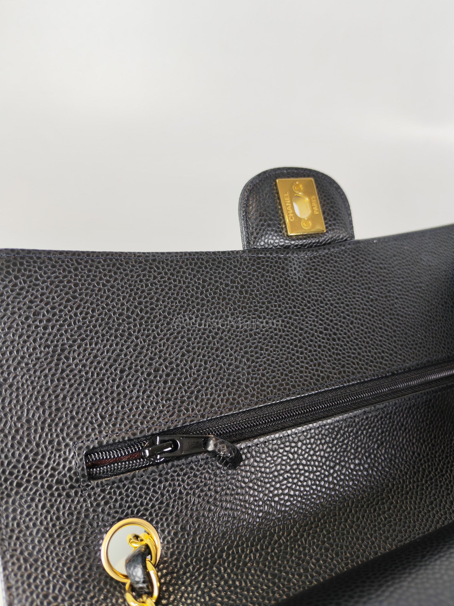 Classic Double Flap Medium in Black Caviar Leather and Gold Hardware (Microchip) | Purse Maison Luxury Bags Shop