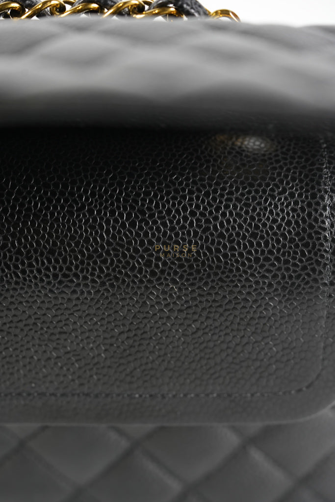 Classic Double Flap Medium in Black Caviar Leather and Gold Hardware (Microchip) | Purse Maison Luxury Bags Shop