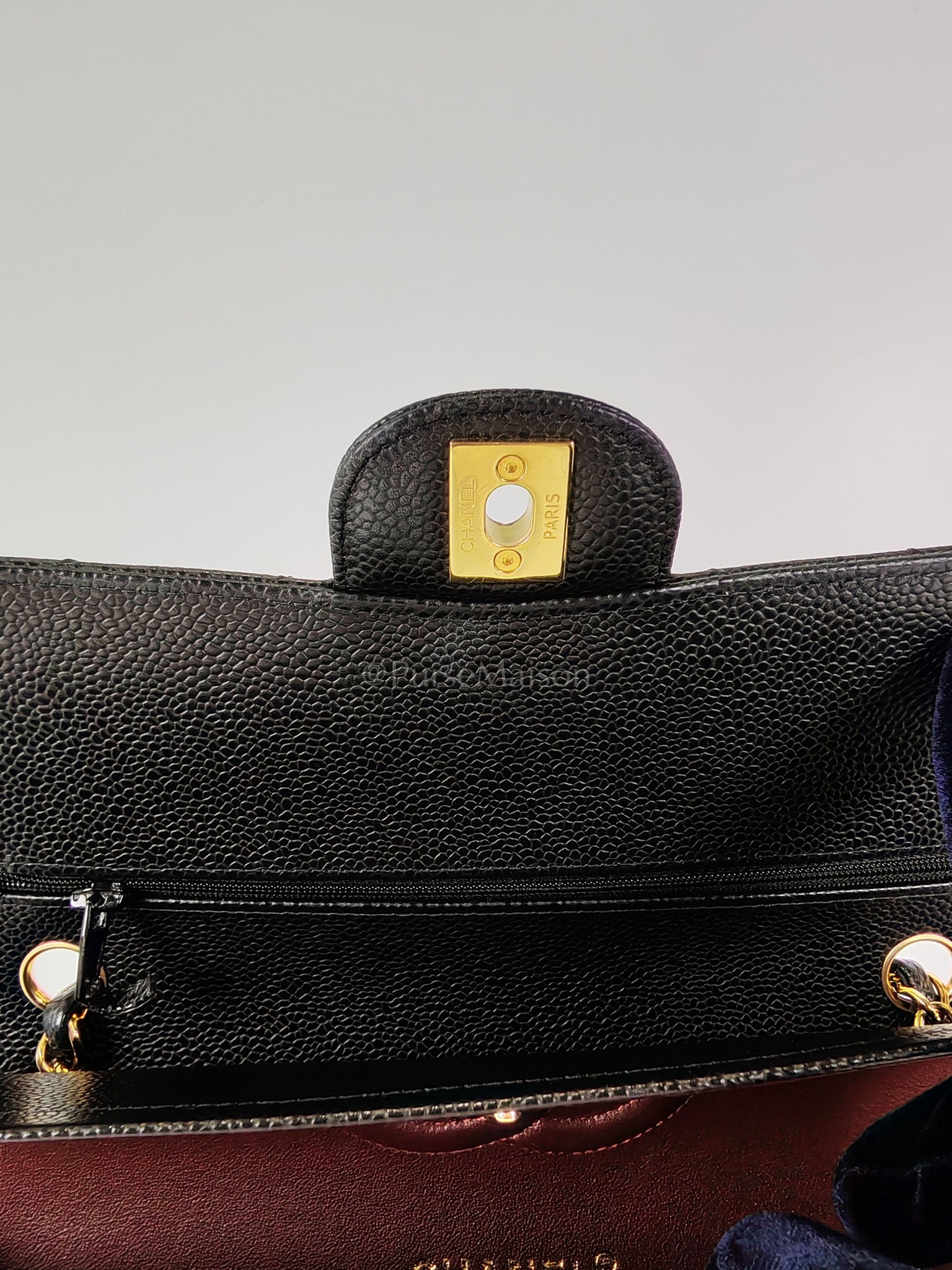 Classic Double Flap Medium in Black Caviar Leather and Gold Hardware (Microchip) | Purse Maison Luxury Bags Shop
