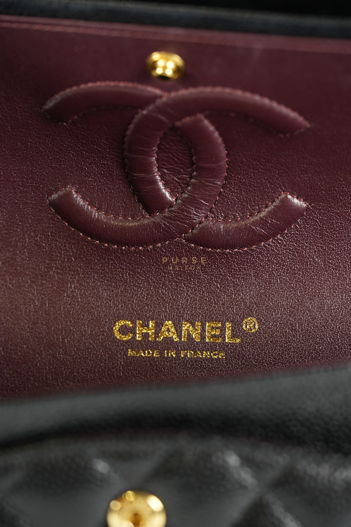 Classic Double Flap Medium in Black Caviar Leather and Gold Hardware (Microchip) | Purse Maison Luxury Bags Shop