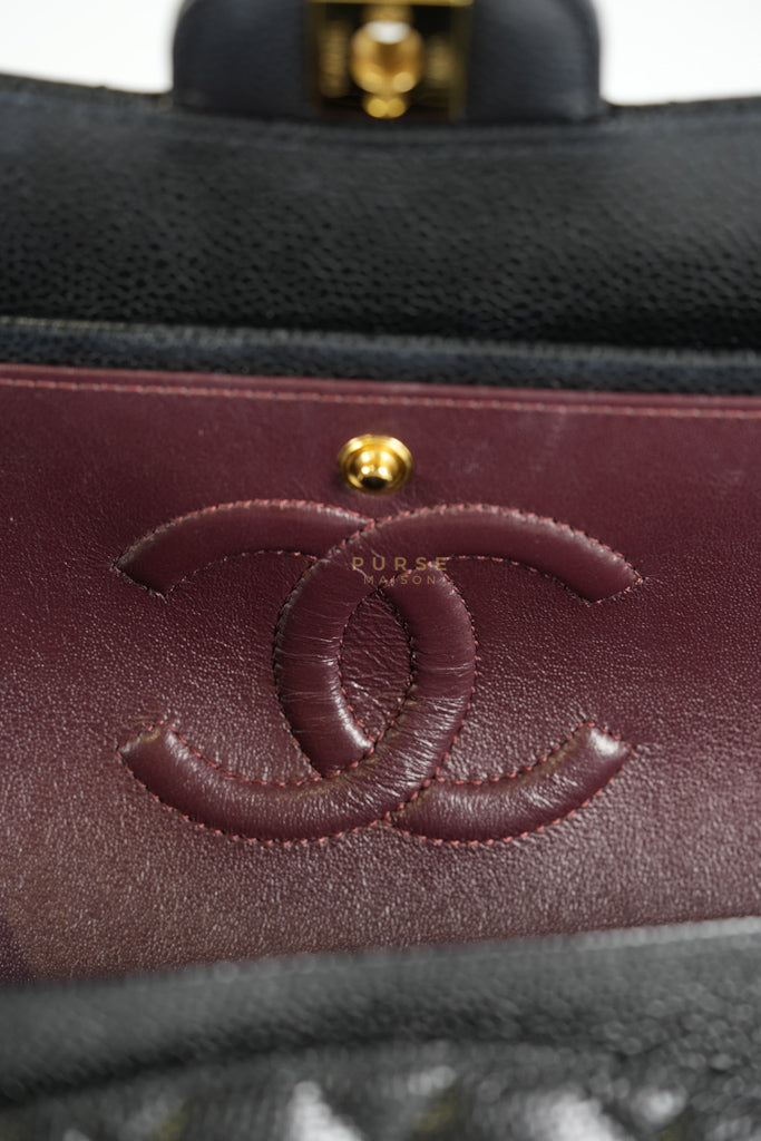 Classic Double Flap Medium in Black Caviar Leather and Gold Hardware (Microchip) | Purse Maison Luxury Bags Shop