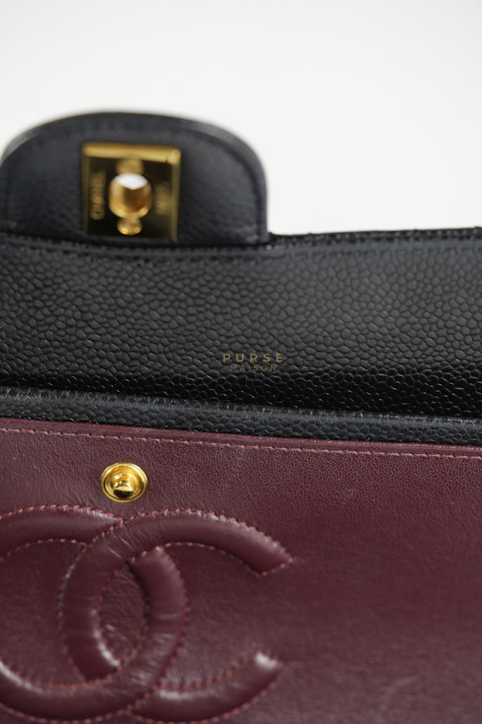 Classic Double Flap Medium in Black Caviar Leather and Gold Hardware (Microchip) | Purse Maison Luxury Bags Shop
