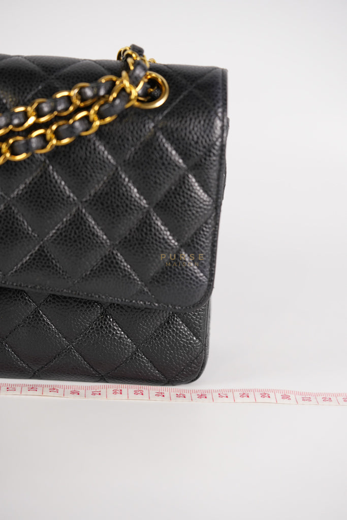 Classic Double Flap Medium in Black Caviar Leather and Gold Hardware (Microchip) | Purse Maison Luxury Bags Shop