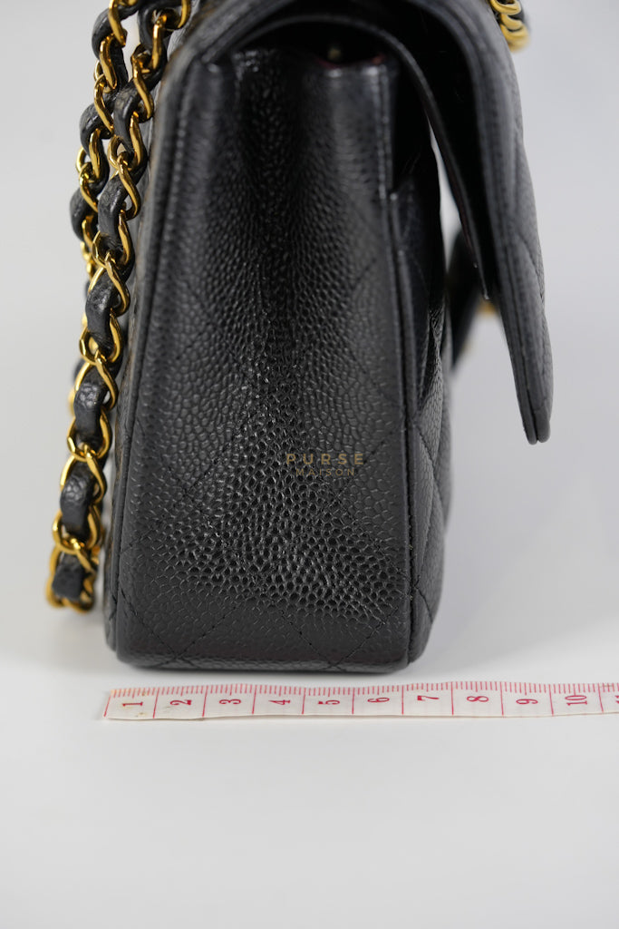 Classic Double Flap Medium in Black Caviar Leather and Gold Hardware (Microchip) | Purse Maison Luxury Bags Shop