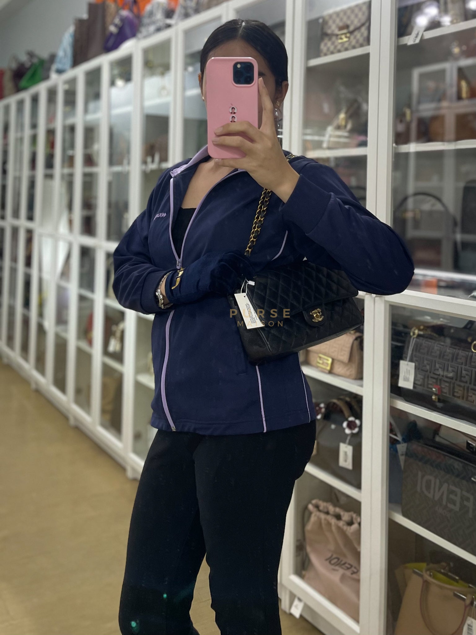 Classic Double Flap Medium in Black Caviar Leather and Gold Hardware (Microchip) | Purse Maison Luxury Bags Shop