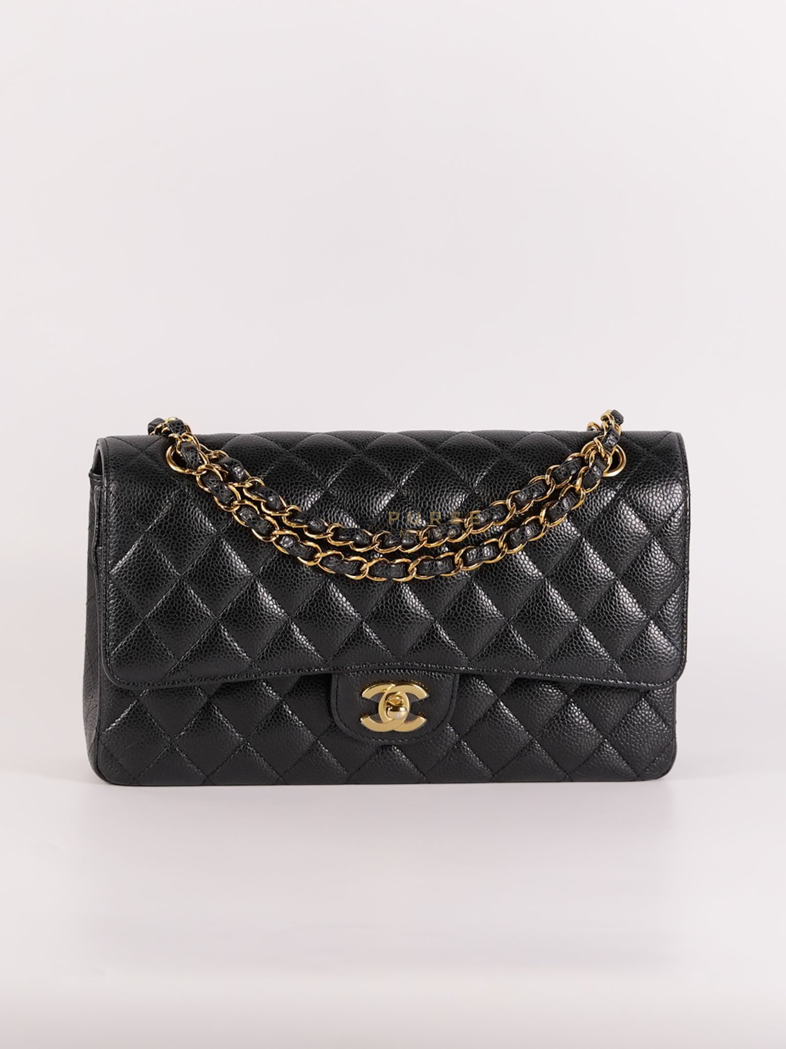 Classic Double Flap Medium in Black Caviar Leather and Gold Hardware (Microchip) | Purse Maison Luxury Bags Shop