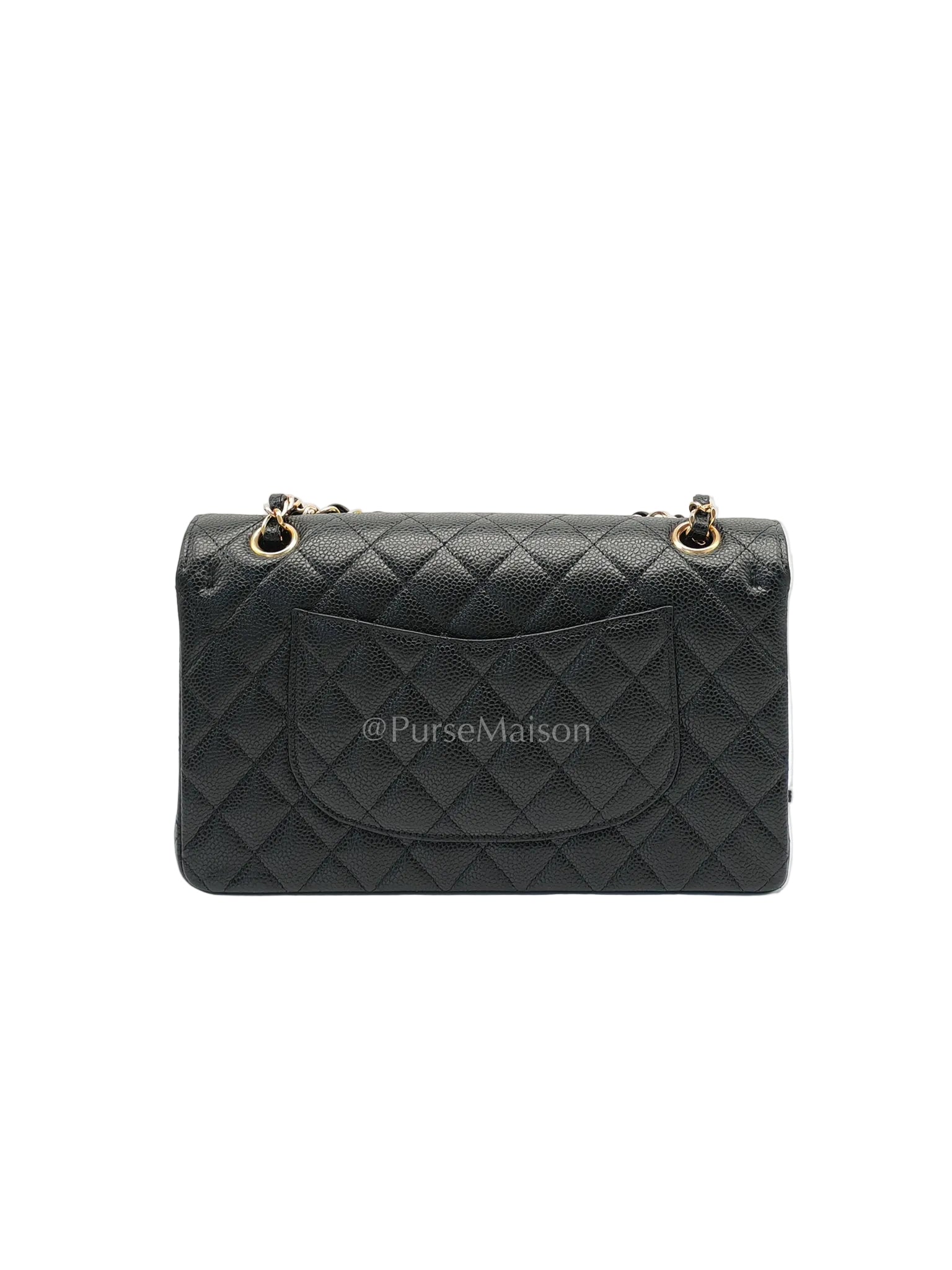 Classic Double Flap Medium in Black Caviar Leather and Gold Hardware (Microchip) | Purse Maison Luxury Bags Shop