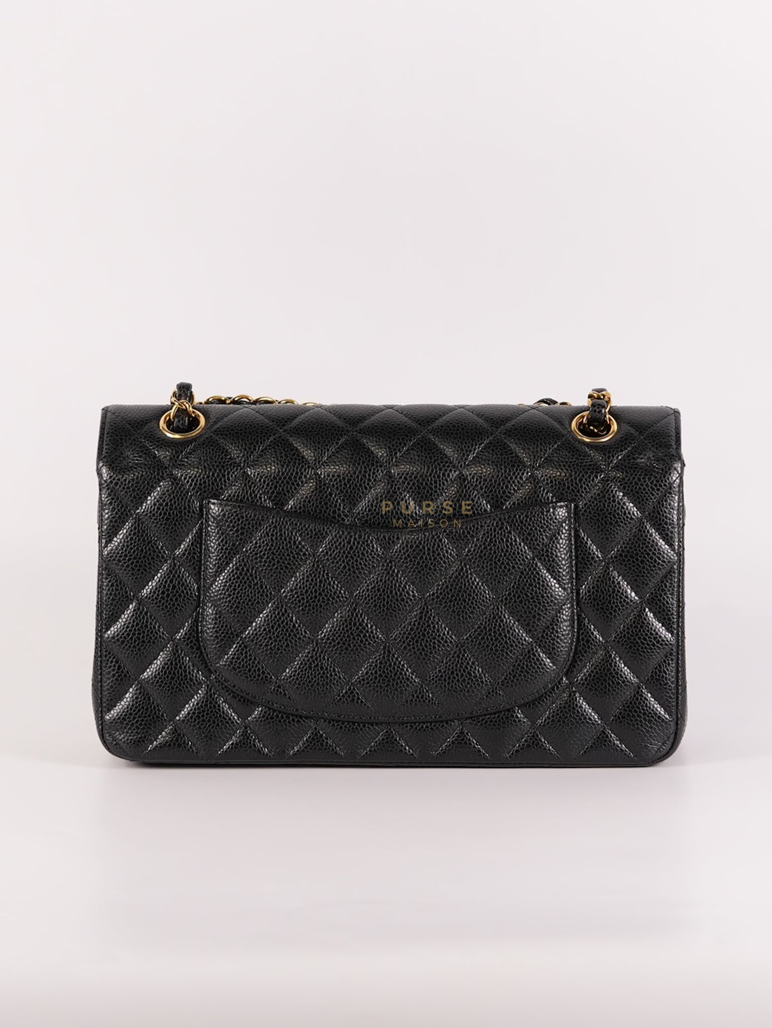 Classic Double Flap Medium in Black Caviar Leather and Gold Hardware (Microchip) | Purse Maison Luxury Bags Shop