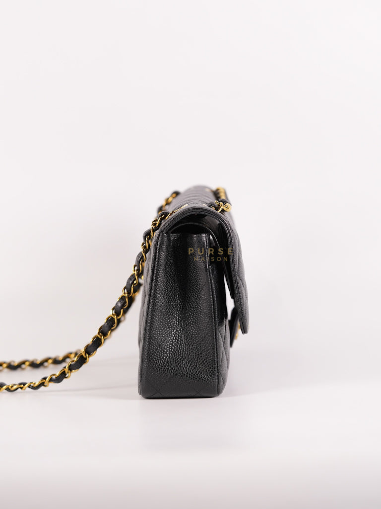 Classic Double Flap Medium in Black Caviar Leather and Gold Hardware (Microchip) | Purse Maison Luxury Bags Shop