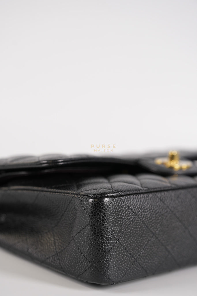 Classic Double Flap Medium in Black Caviar Leather and Gold Hardware (Microchip) | Purse Maison Luxury Bags Shop
