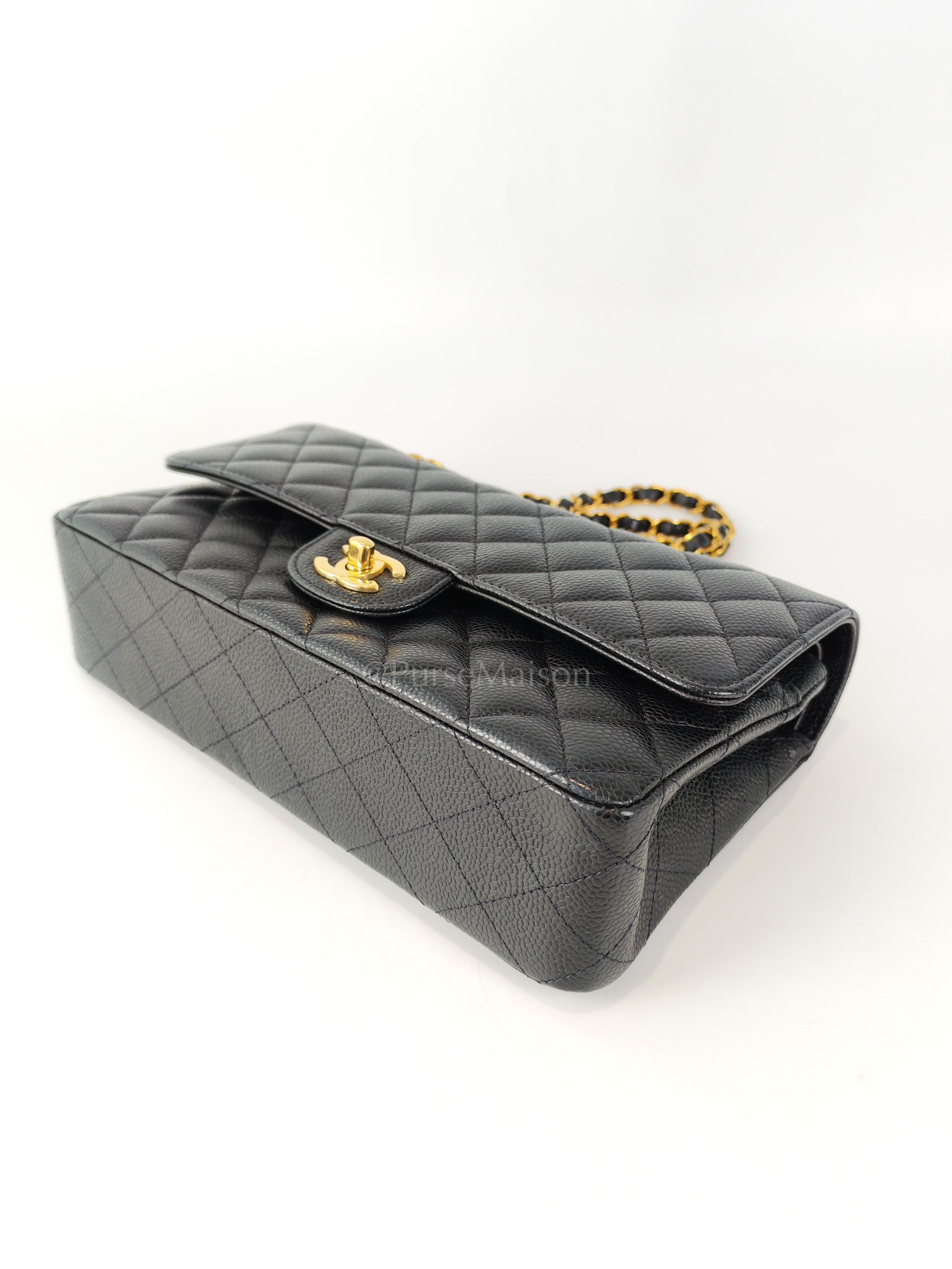 Classic Double Flap Medium in Black Caviar Leather and Gold Hardware (Microchip) | Purse Maison Luxury Bags Shop