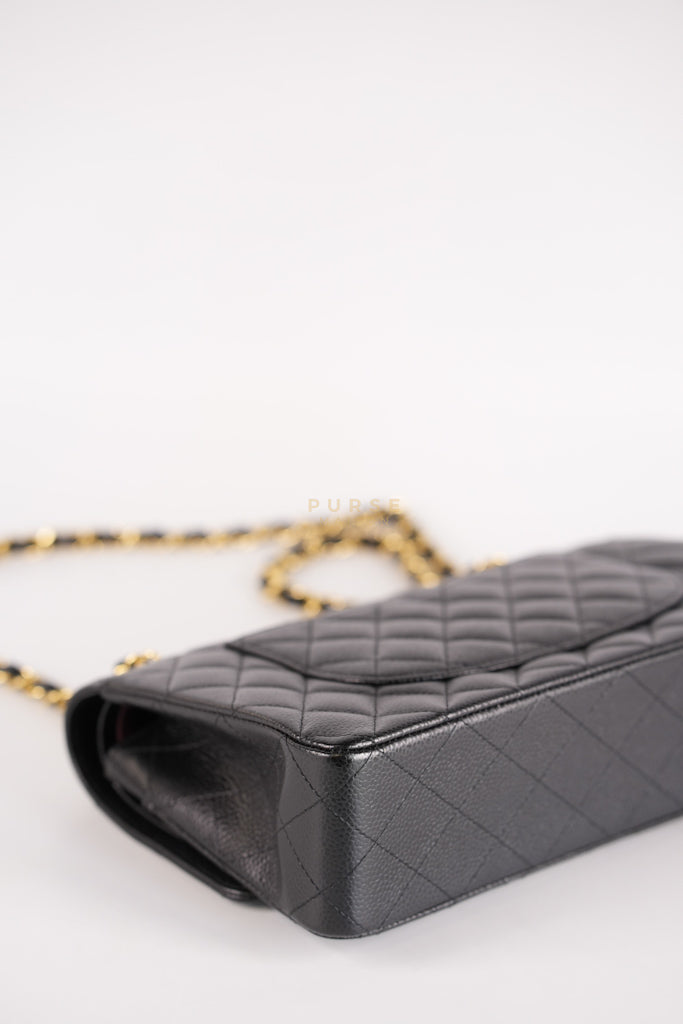 Classic Double Flap Medium in Black Caviar Leather and Gold Hardware Series 19 | Purse Maison Luxury Bags Shop