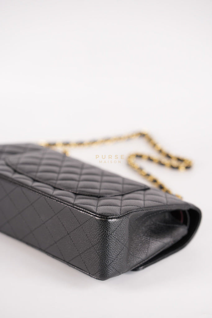 Classic Double Flap Medium in Black Caviar Leather and Gold Hardware Series 19 | Purse Maison Luxury Bags Shop